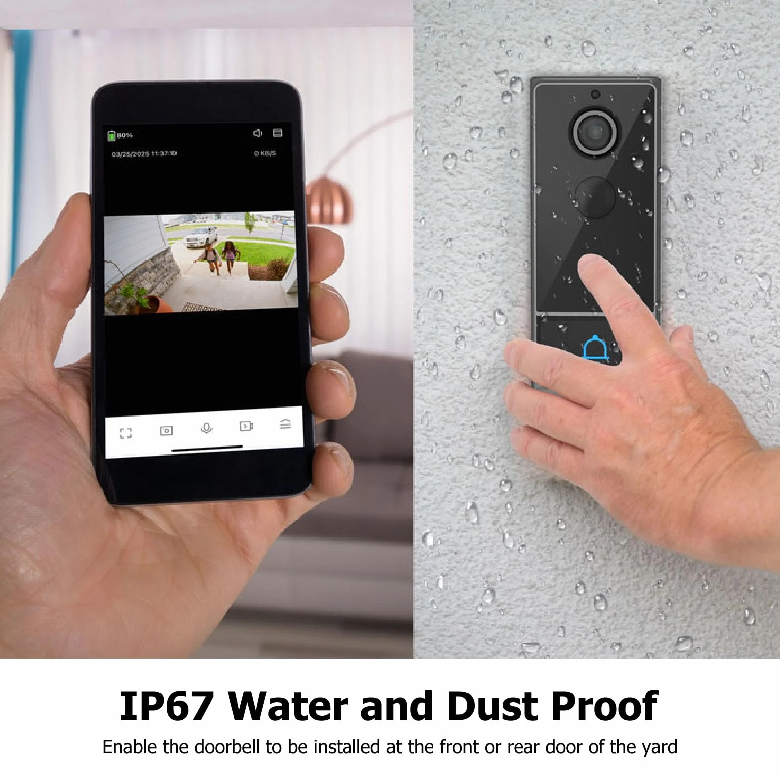 Luocute Bezprzewodowy Dzwonek do Drzwi z kamerą, 2.4G WiFi, Aplikacja do Zdalnego Monitorowania, Rozmowa Dwukierunkowa, Obiektyw 120 Stopni, IP67, Inteligentna Kamera Bezpieczeństwa