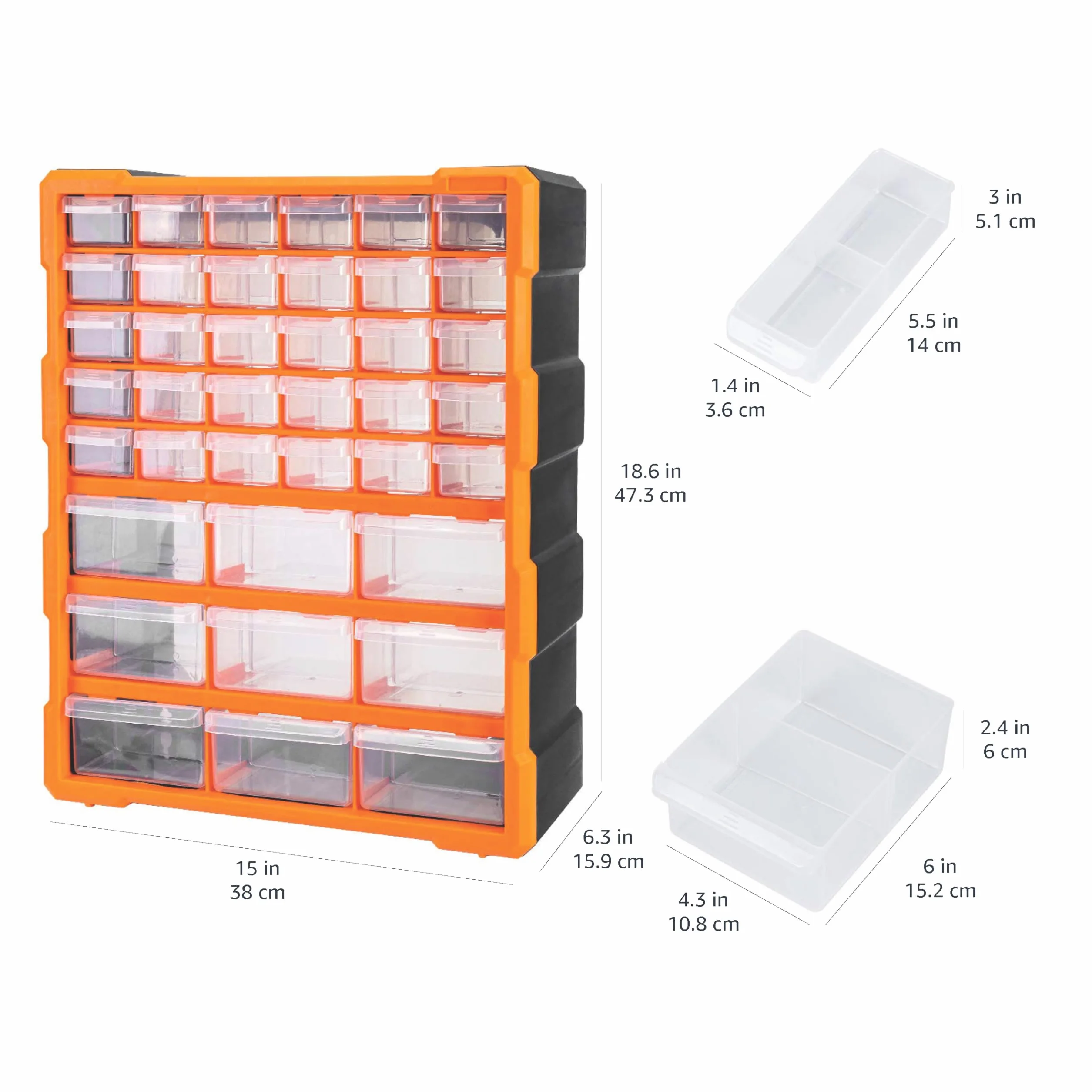 Amazon Basics szafka ścienna z 39 szufladami 38 x 15.9 x 47.3 cm czarna