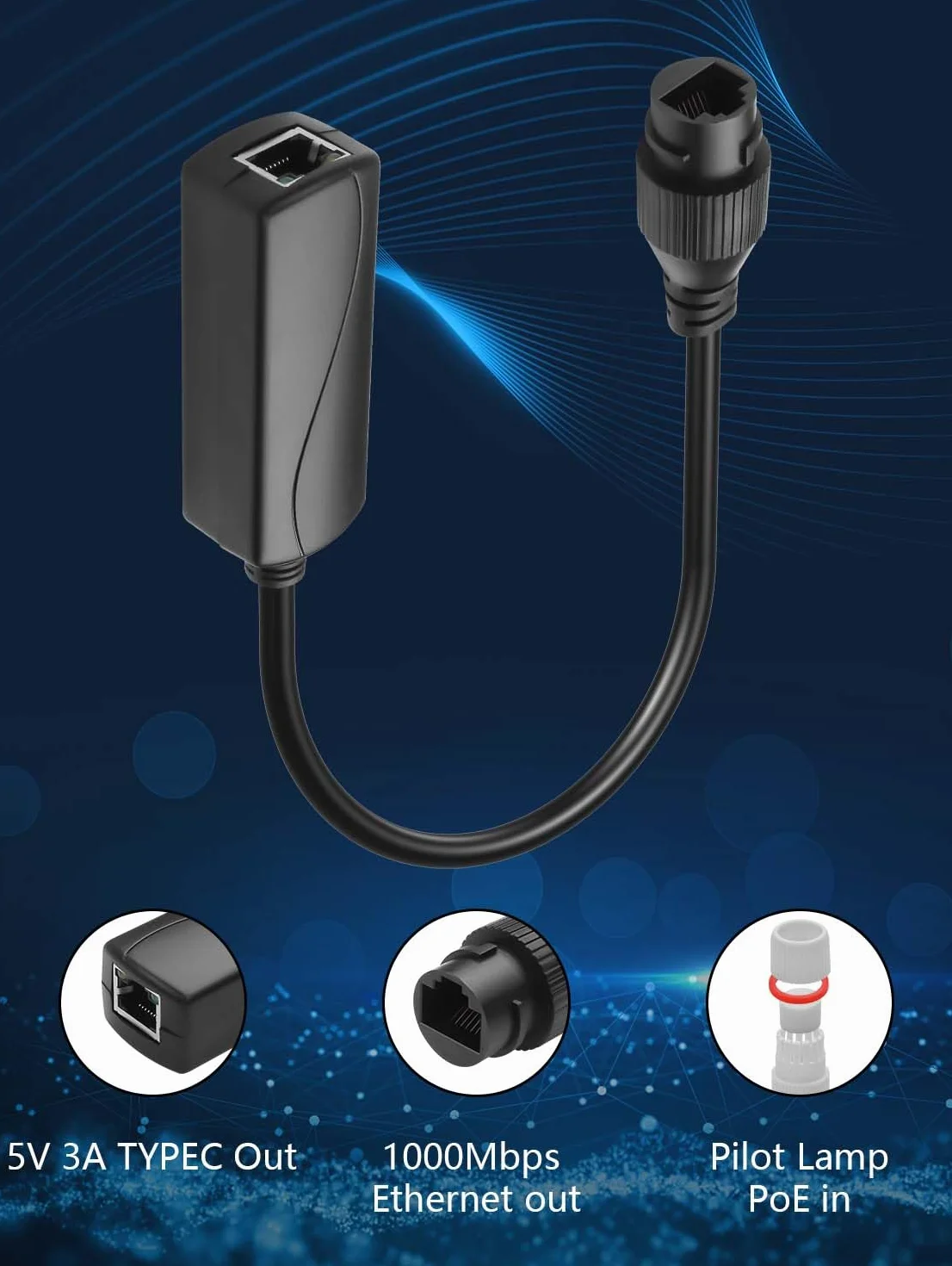 GINTOOYUN Konwerter Poe RJ45 48V na 24V
