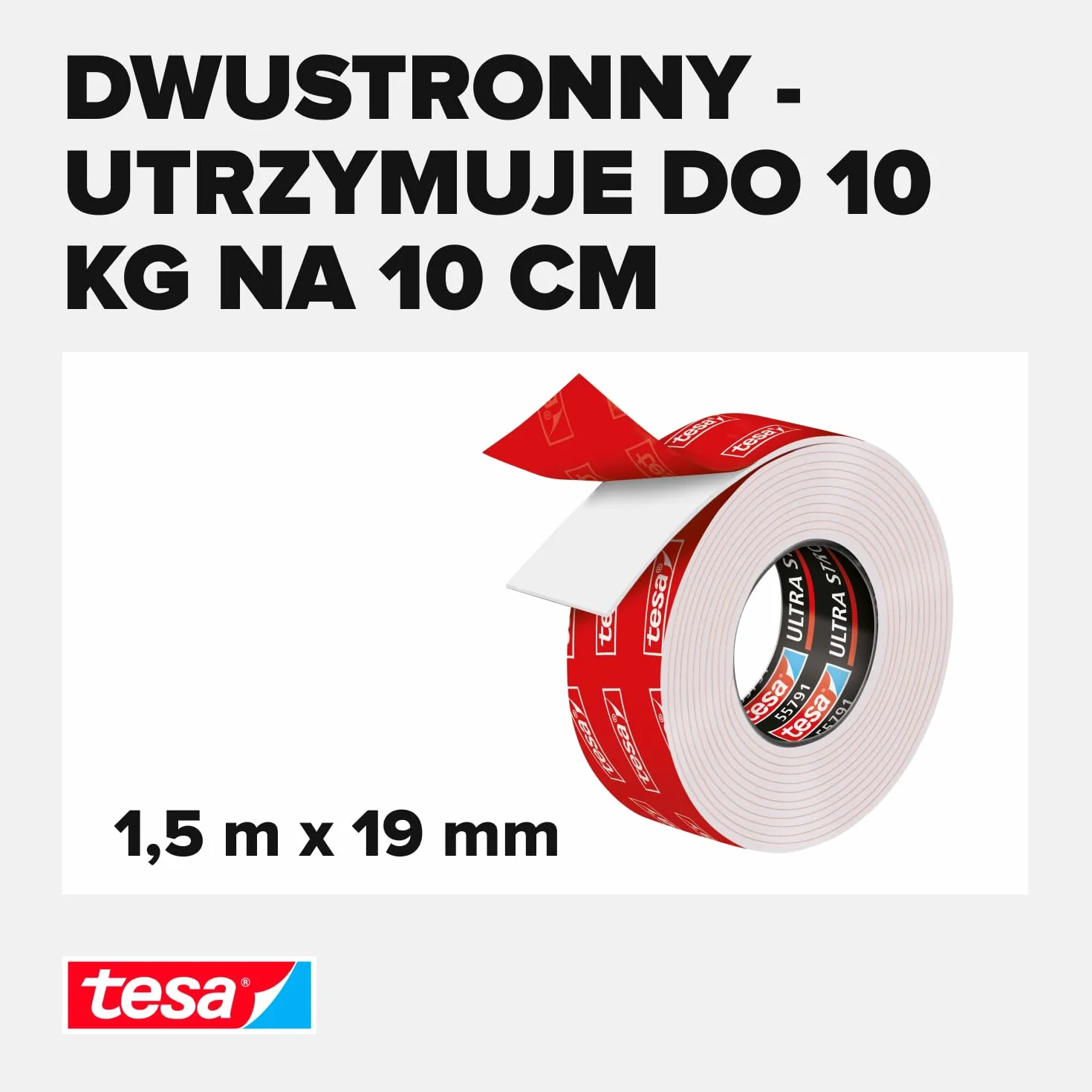 Tesa Powerbond Taśma Montażowa 1,5m x 19mm