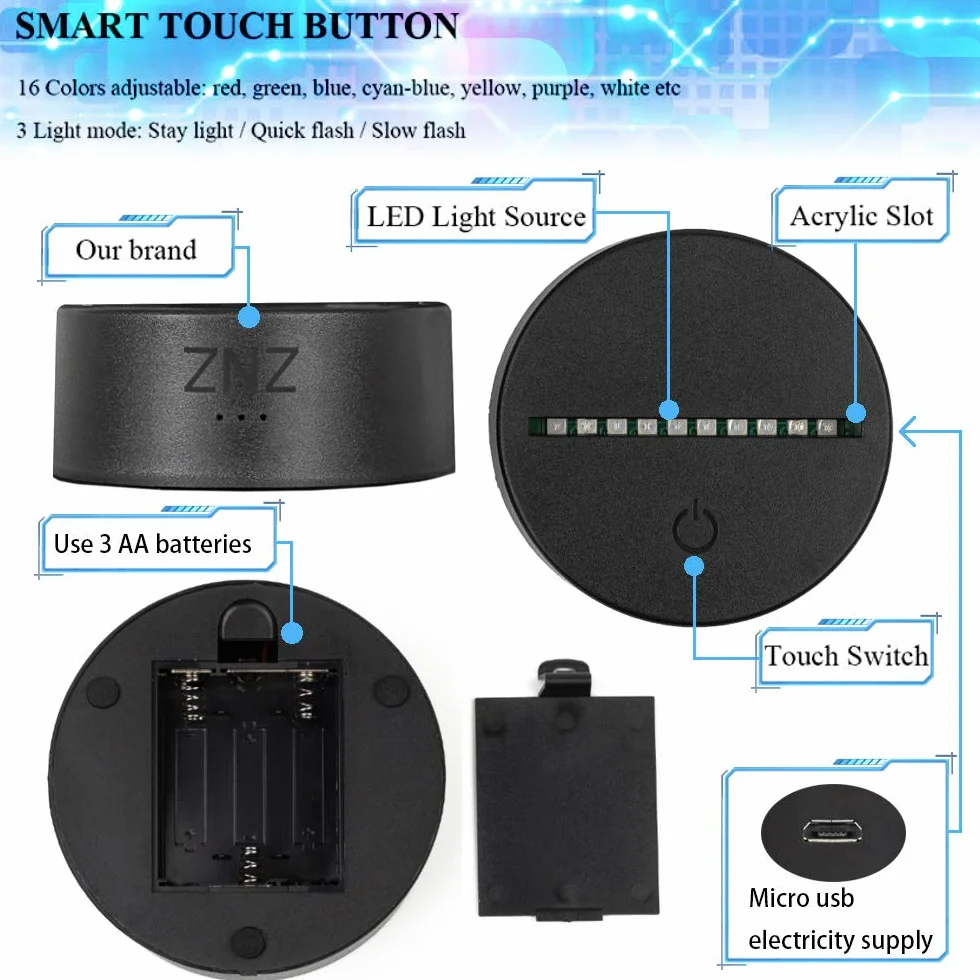 Lampa 3D LED Illusion Night Light 16 kolorów z pilotem Smart Touch Decor 5-R2D2