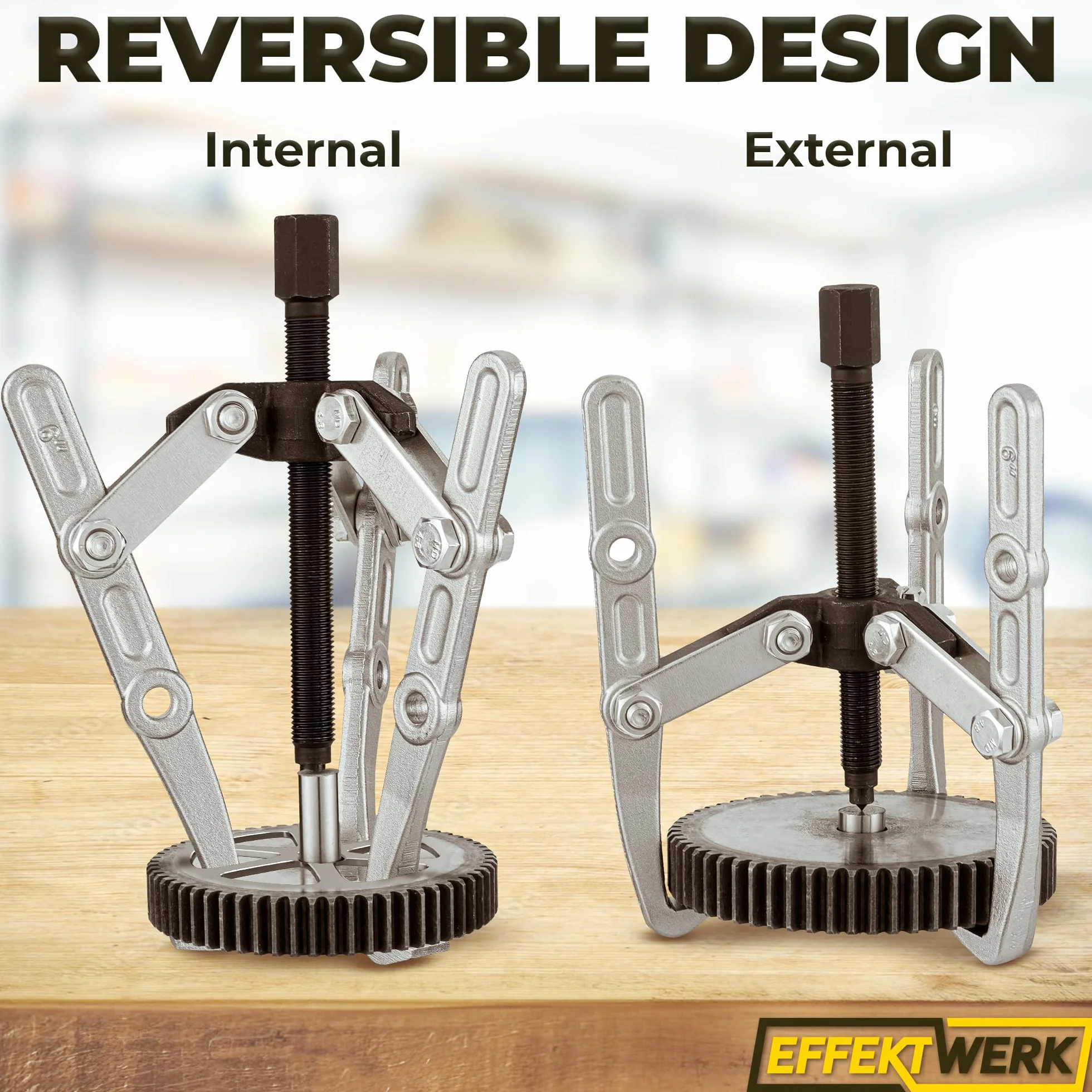 3 Jaw Gear Puller 6" 15cm Wheel Bearing Removal Kit Heavy-Duty Reversible Jaws
