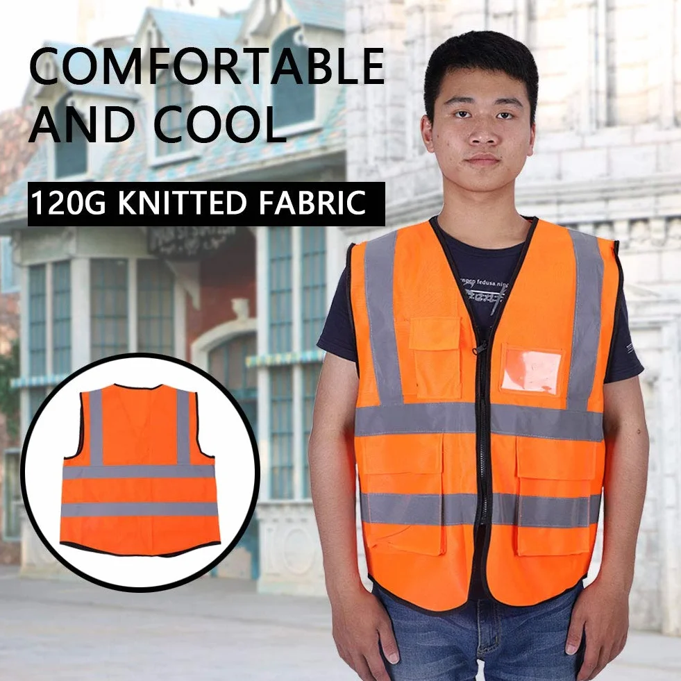 Multicolor Reflective Vest Sicherheitsweste 120G Gestrick Hochlichtreflektierendes Band Orange