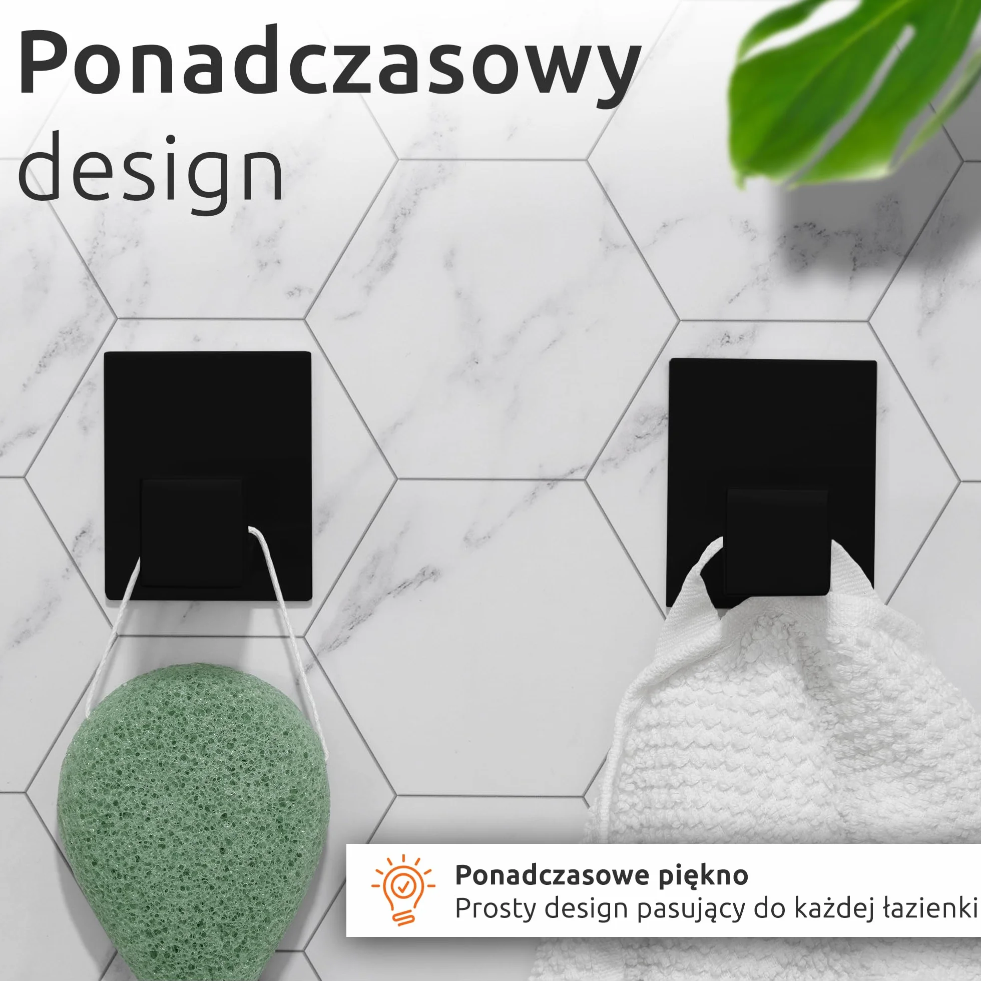 ECENCE Samoprzylepne haczyki na ręczniki ze stali nierdzewnej czarne, uchwyty ścienne bez wiercenia