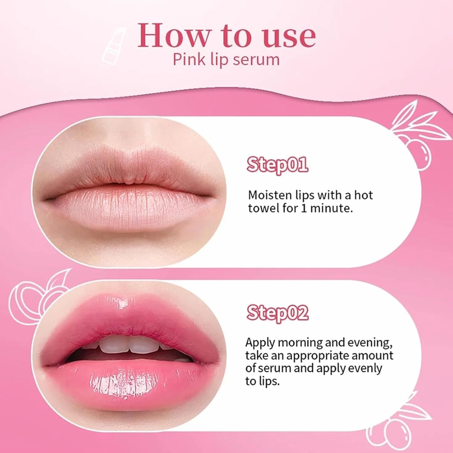 2PCS Pink Lip Serum Plumper, Color Changing Lip Gloss, Pink Lip Serum Plump Gorgeous Glow of Lips, Pink Lip Serum Plumping, Glow Color Changing Lip Oil