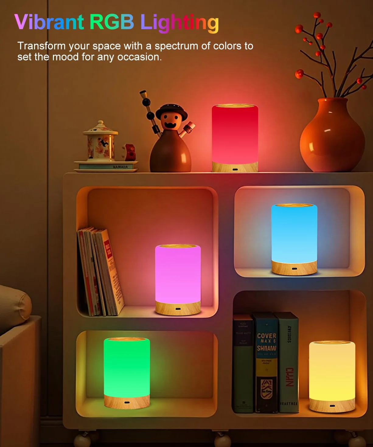 Ściemniana dotykowo lampka nocna, 256 kolorów RGB, ładowana przez USB, wyłącznik czasowy, lampka nocna dla niemowląt i dzieci, idealny prezent do sypialni