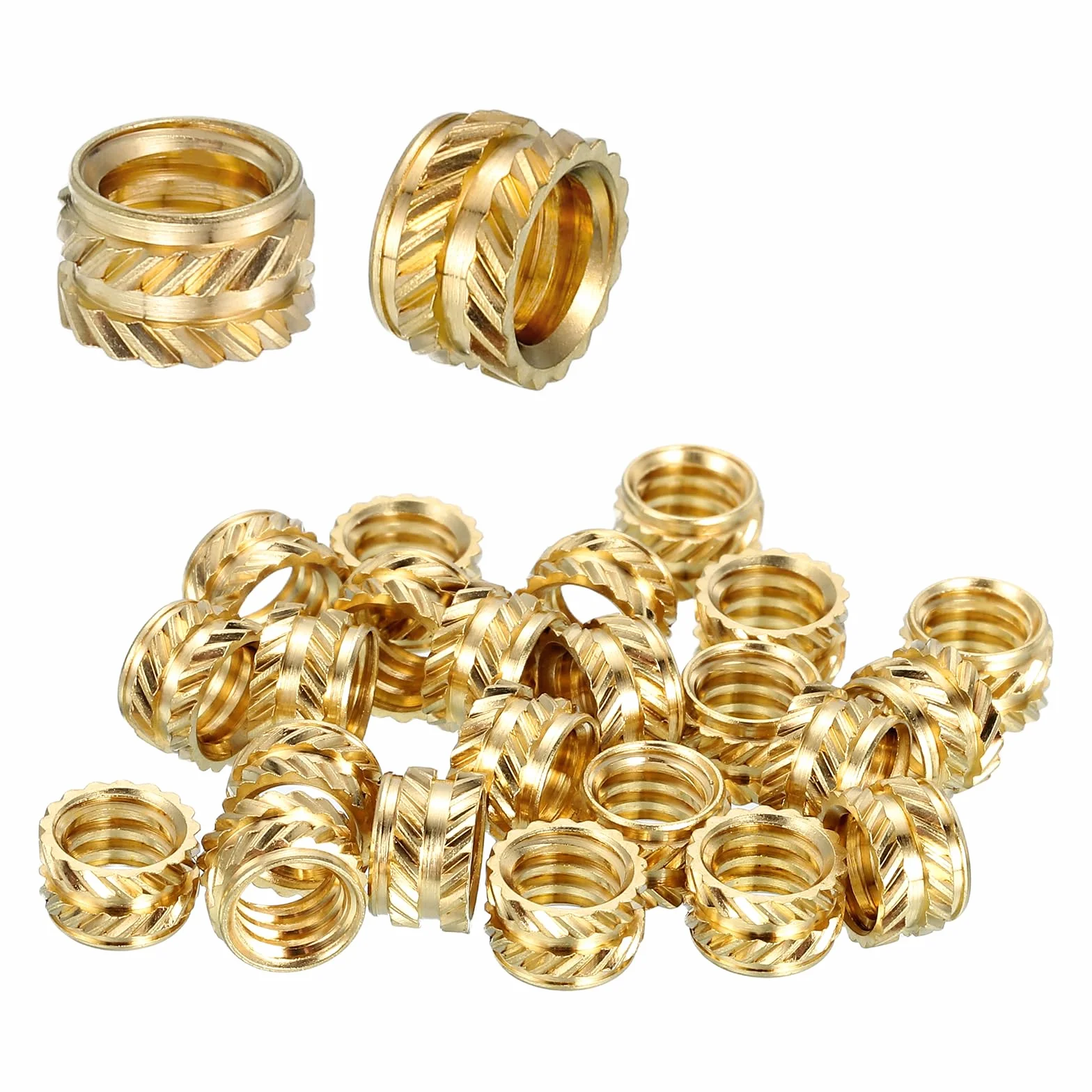 QUARKZMAN 15 sztuk wkładek gwintowanych, 1/4"-20UNC x 5 L x 8 mm średnica zewnętrzna czysty mosiądz nakrętka radełkowana gwint wewnętrzny wkładki lutownicze wkładki do lutowania termicznego nakrętka