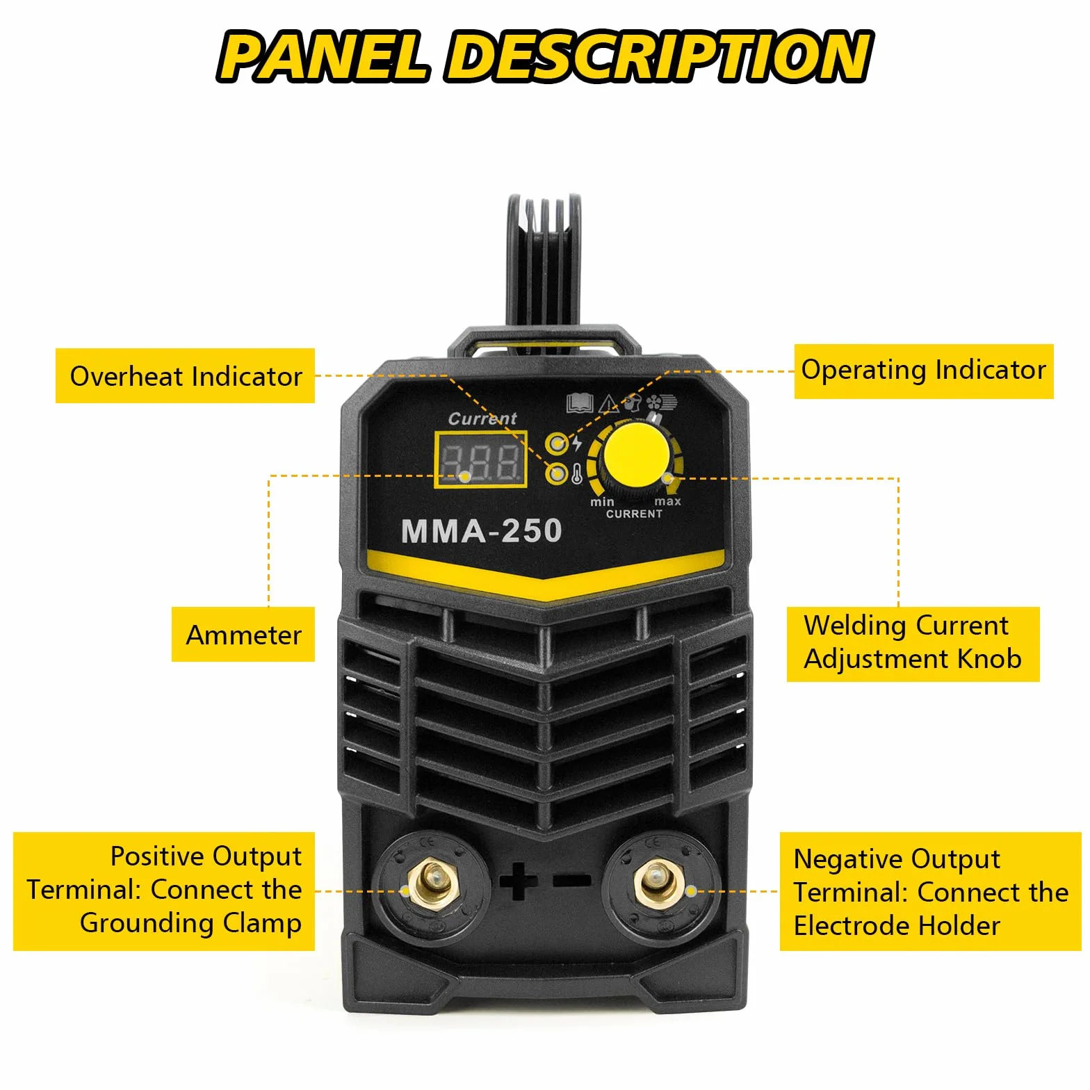Spawarka elektrodowa MMA 250A 220V IGBT DC z wyświetlaczem LED
