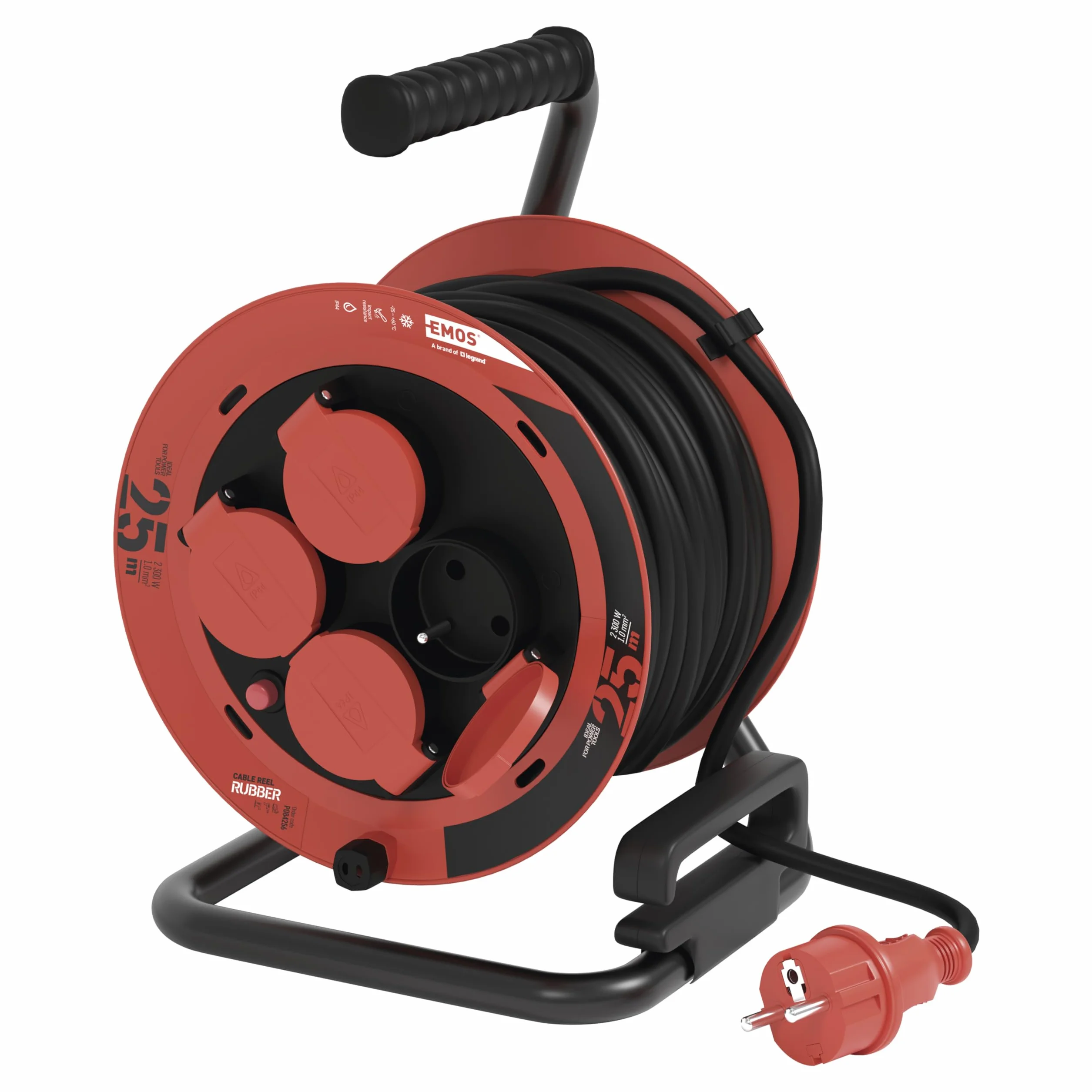 EMOS Bęben kablowy 25 m 4 gniazda wtykowe 230 V 10 A 2300 W H05RR-F3G 1,0 mm2