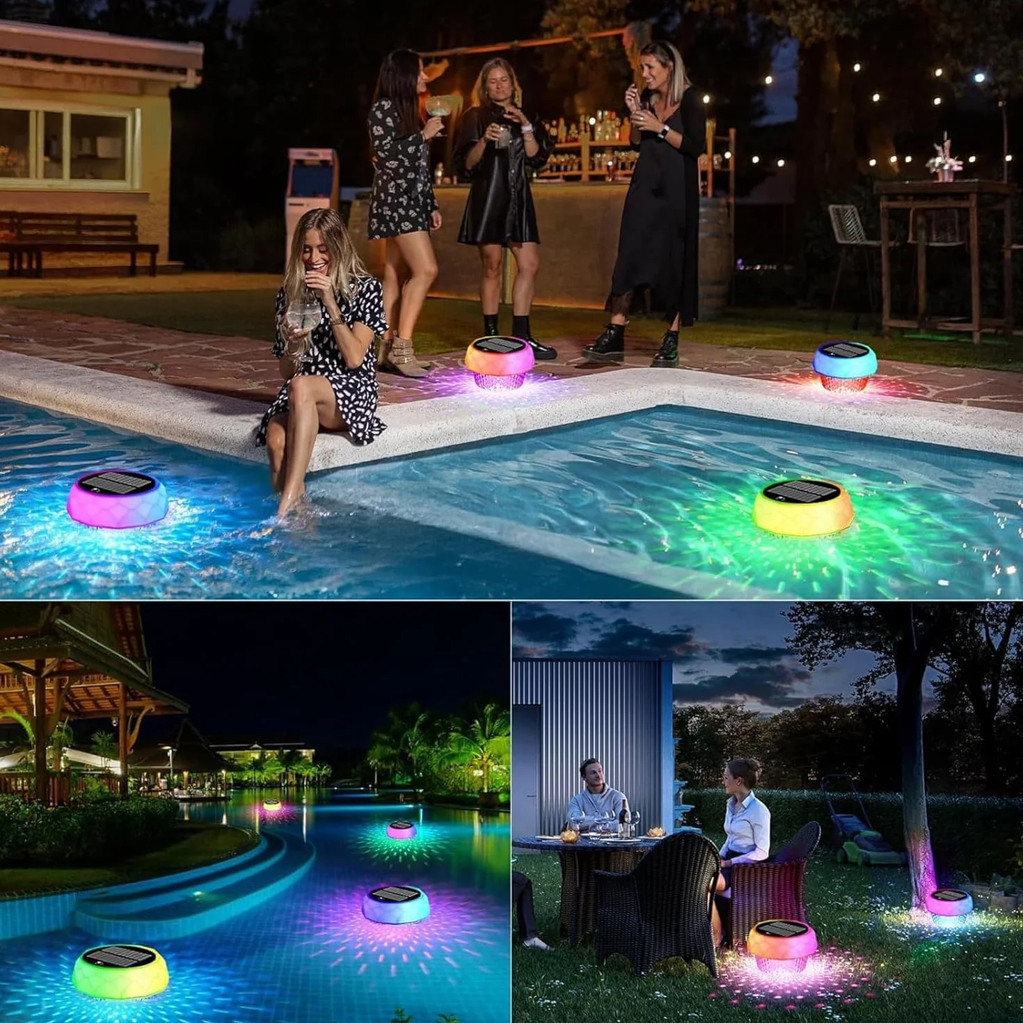 yowin Solarne lampy do stawu RGB LED IP68 pływające oświetlenie basenowe