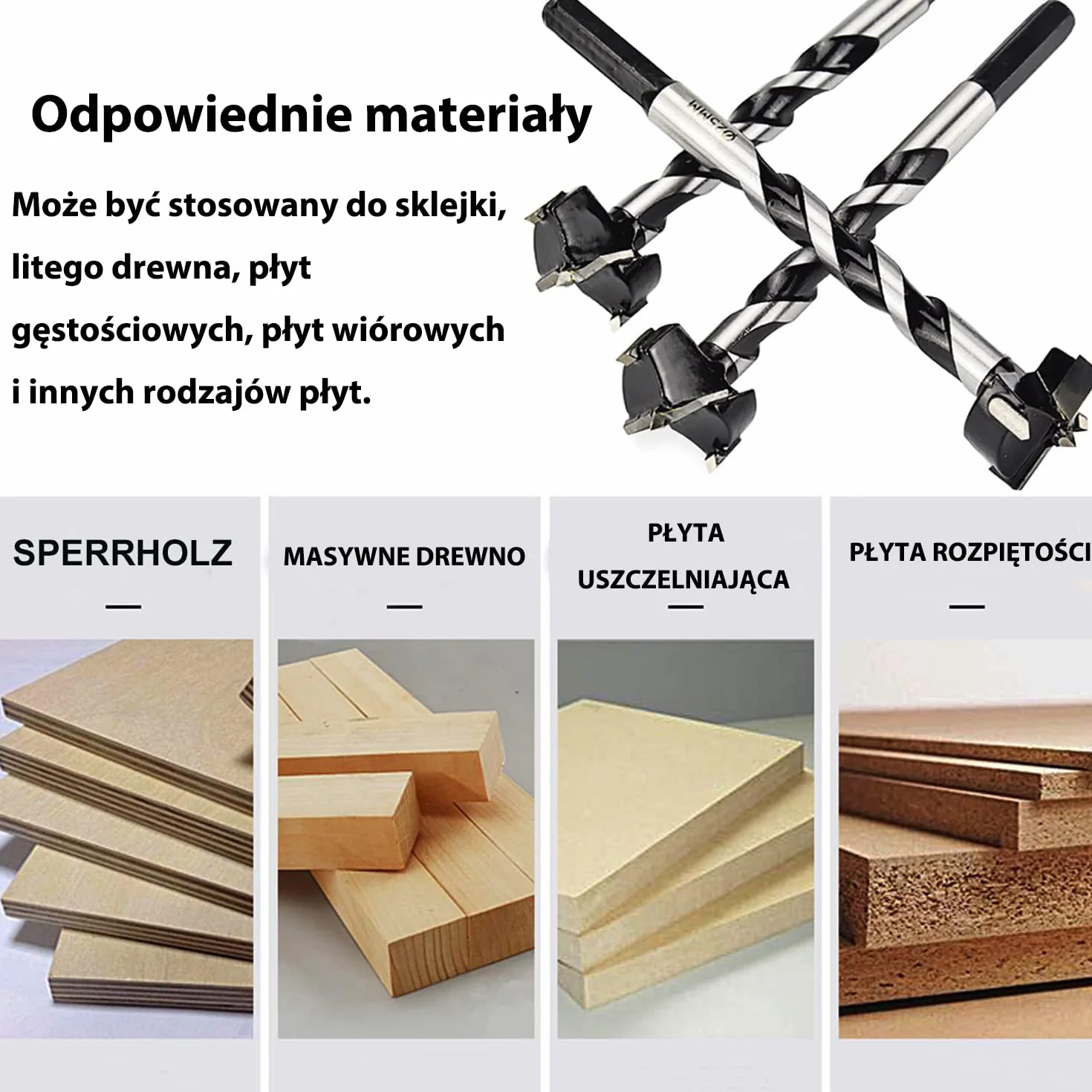 Wiertła Forstner 16-25 mm węglik wolframu do drewna wydłużona końcówka