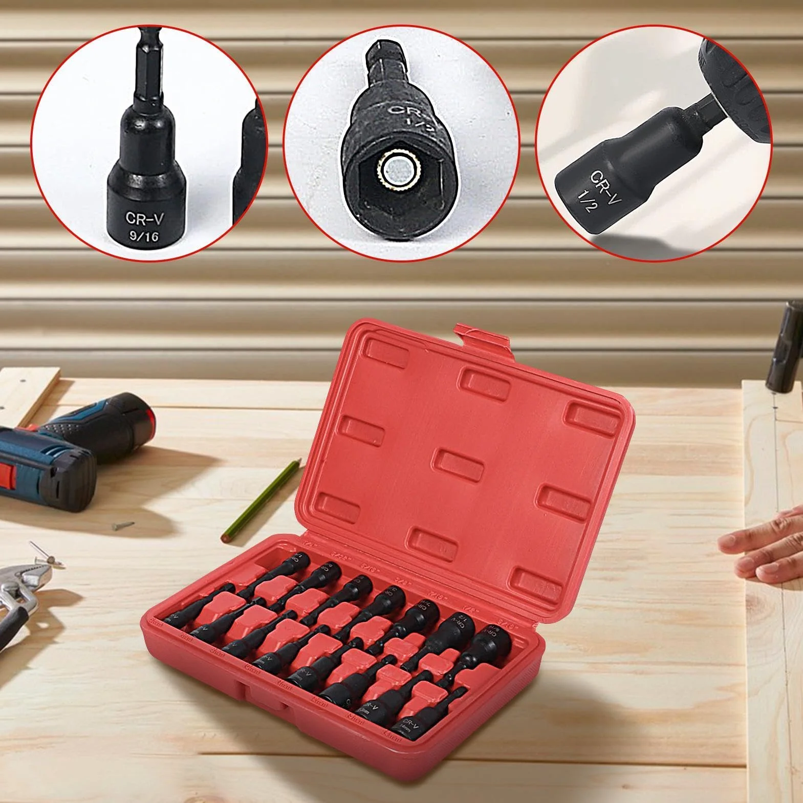 Magnetic Nut Driver Hex Shank Adapter Set 15-Piece Szybki Zmieniacz Magnetyczny do Garażu Warsztatu