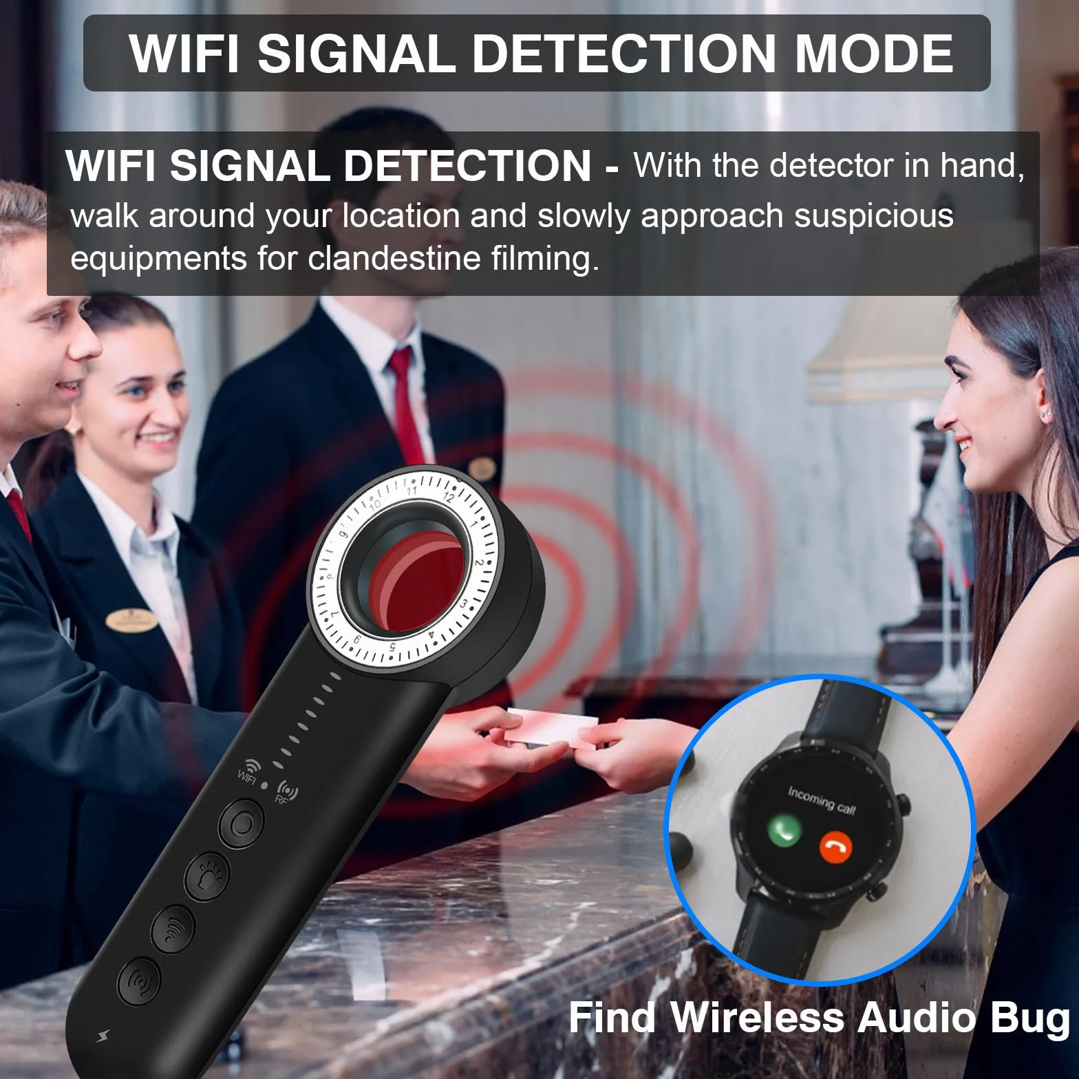 LXMIMI Detektor ukrytej kamery, wykrywacz pluskiew, lokalizator GPS, bezprzewodowy do biura, hotelu