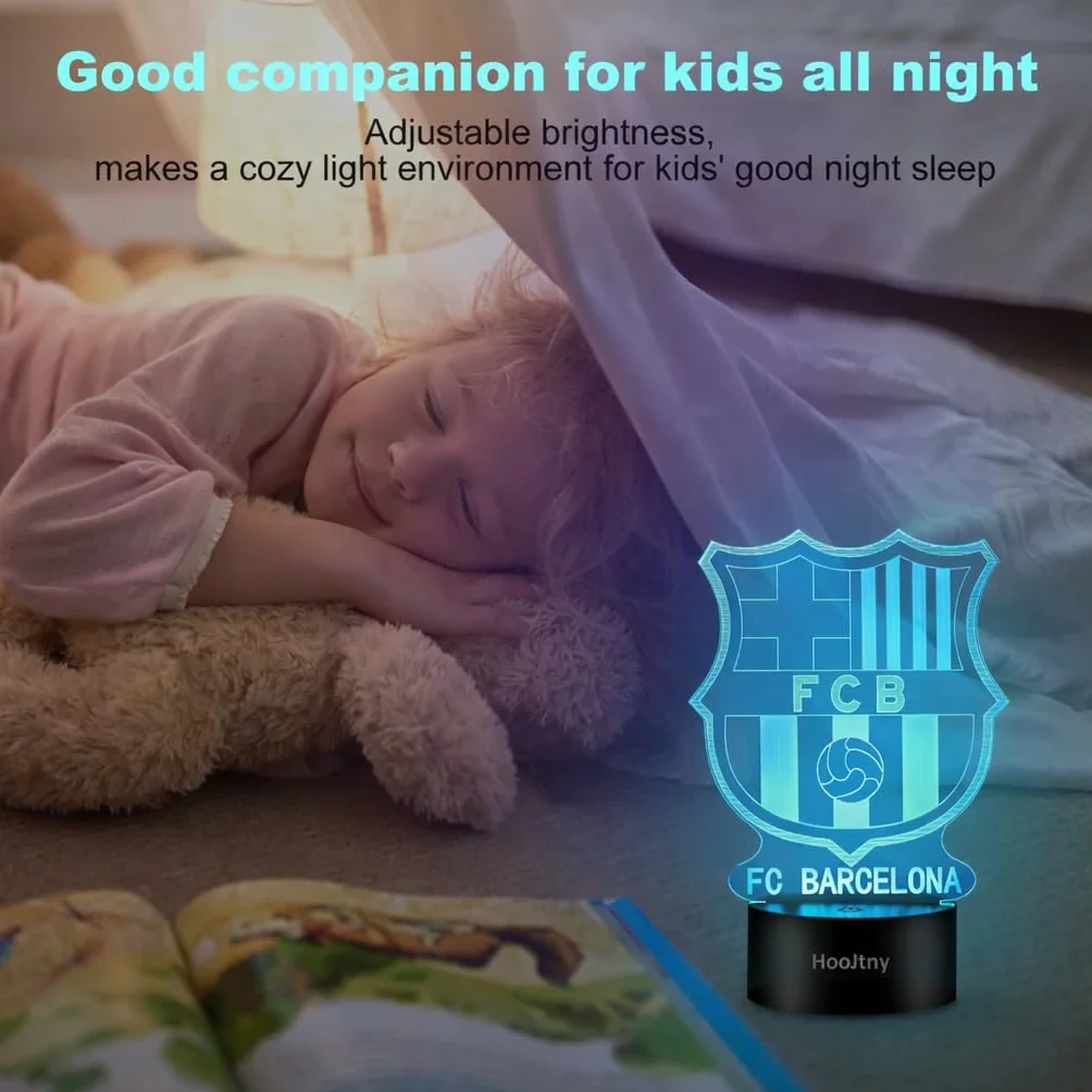 Barcelona Lampka Nocna Dziecięca LED 3D 16 Kolorów Pilot Zdalnego Sterowania