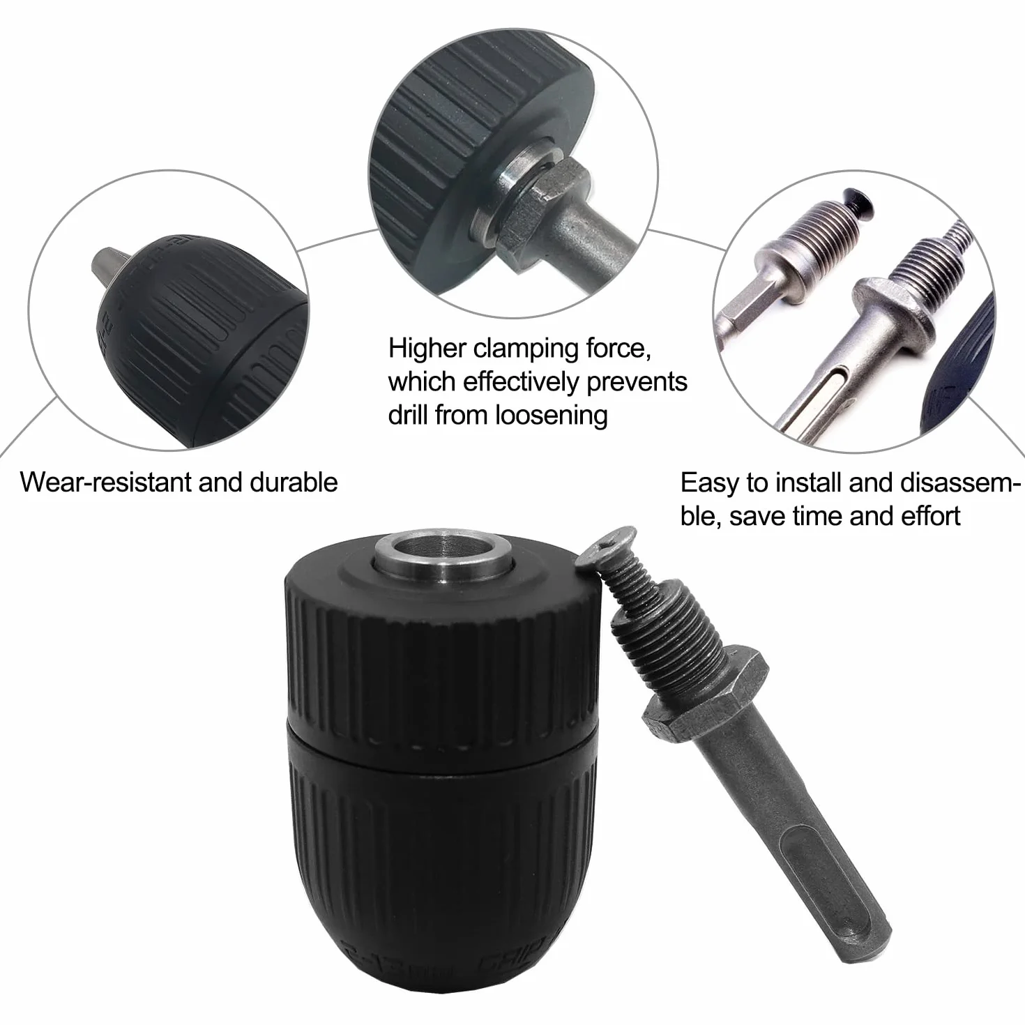 5 sztuk szybkomocujących uchwytów wiertarskich, adapter SDS Plus, trzpień sześciokątny 2-13 mm 1/2
