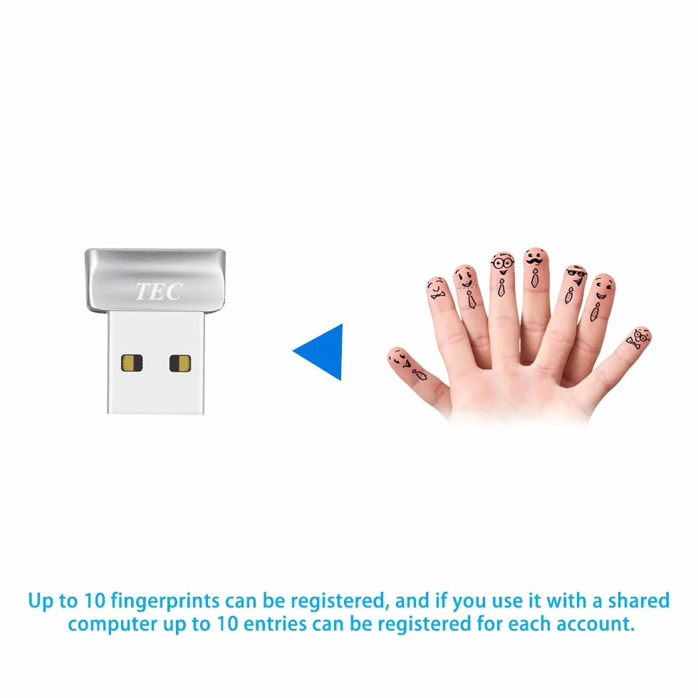 TEC TE-FPA2 czytnik linii papilarnych Mini USB biometryczny skaner Windows 11/10