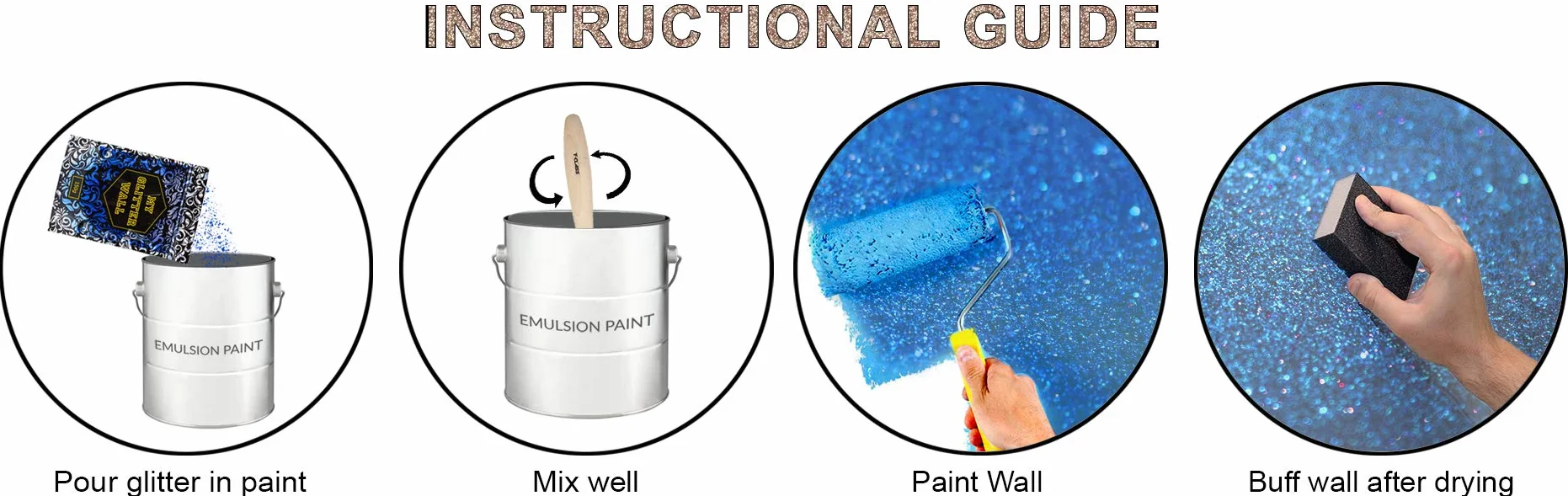 My Glitter Wall Glitter 150G Złoty do farby emulsyjnej, błyszczące dekoracje ścienne