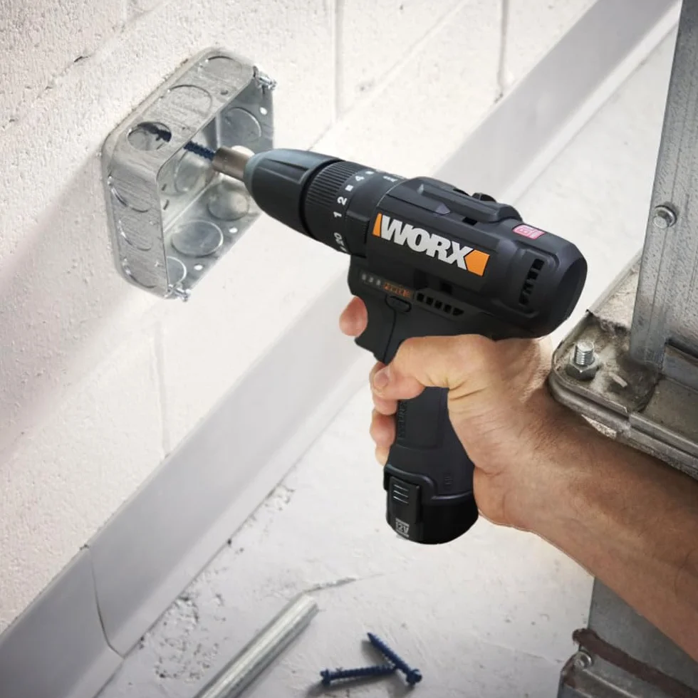 WORX WX121 akumulatorowa wiertarko-wkrętarka udarowa 12 V bezszczotkowa 2-biegowa 38 Nm 0-450/0-1700 obr/min