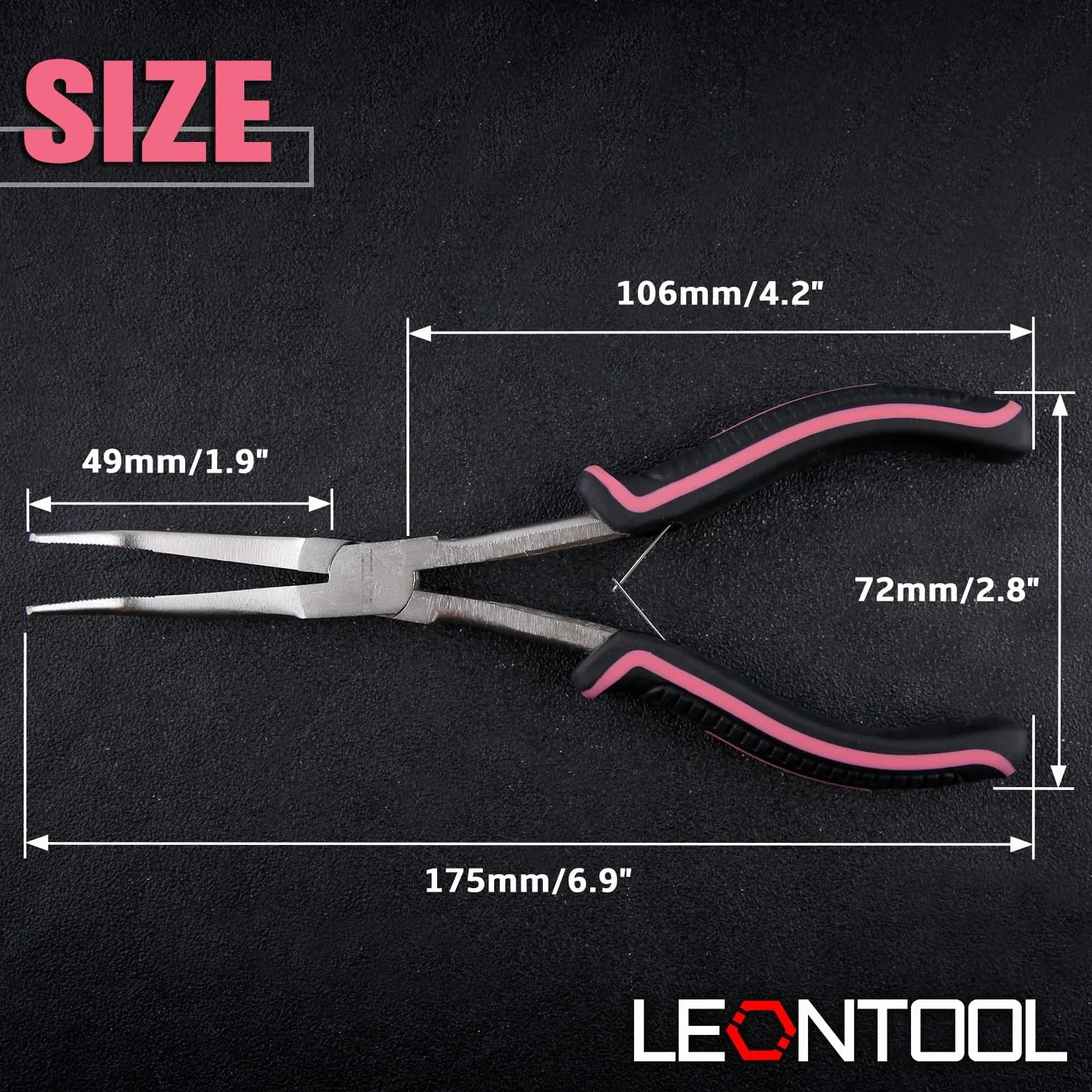 LEONTOOL 7-calowy zakrzywiony zacisk stożkowy ząbkowana szczęka długi dziób