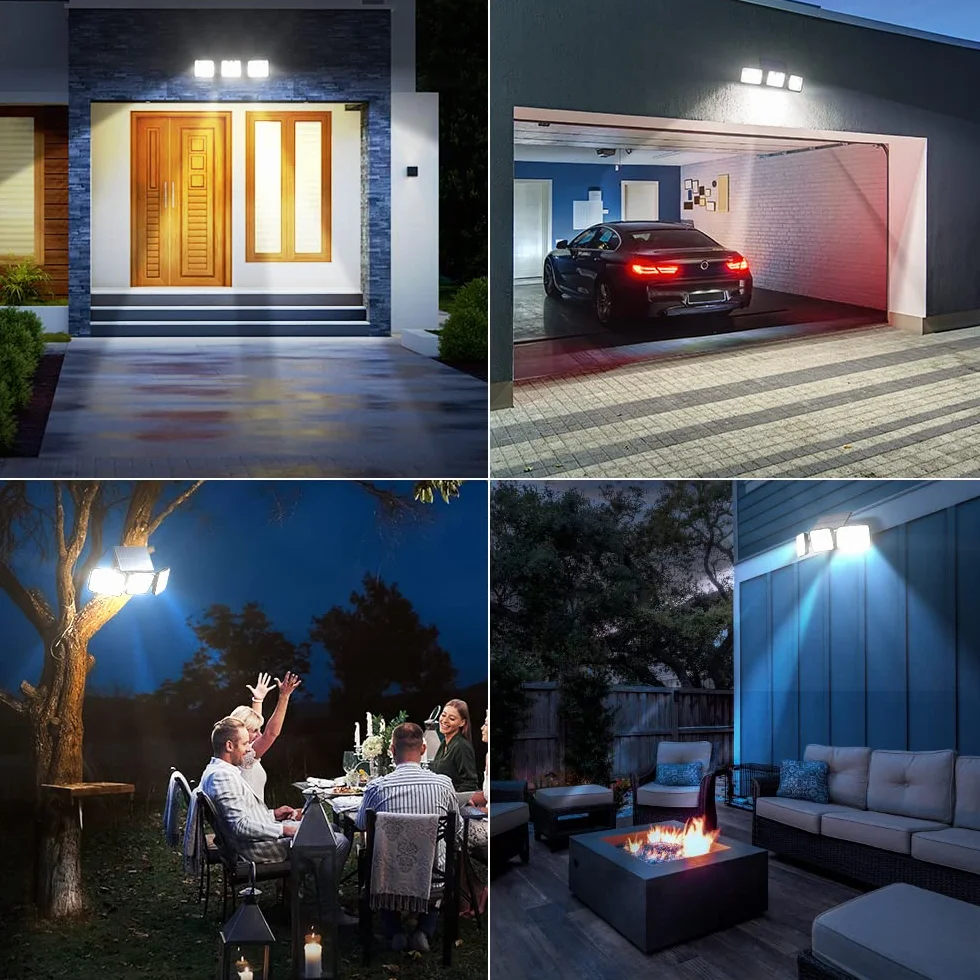 OUSFOT Zewnętrzne światło słoneczne z czujnikiem ruchu 180 diod LED Reflektor 3 tryby 270° do ogrodu garażu