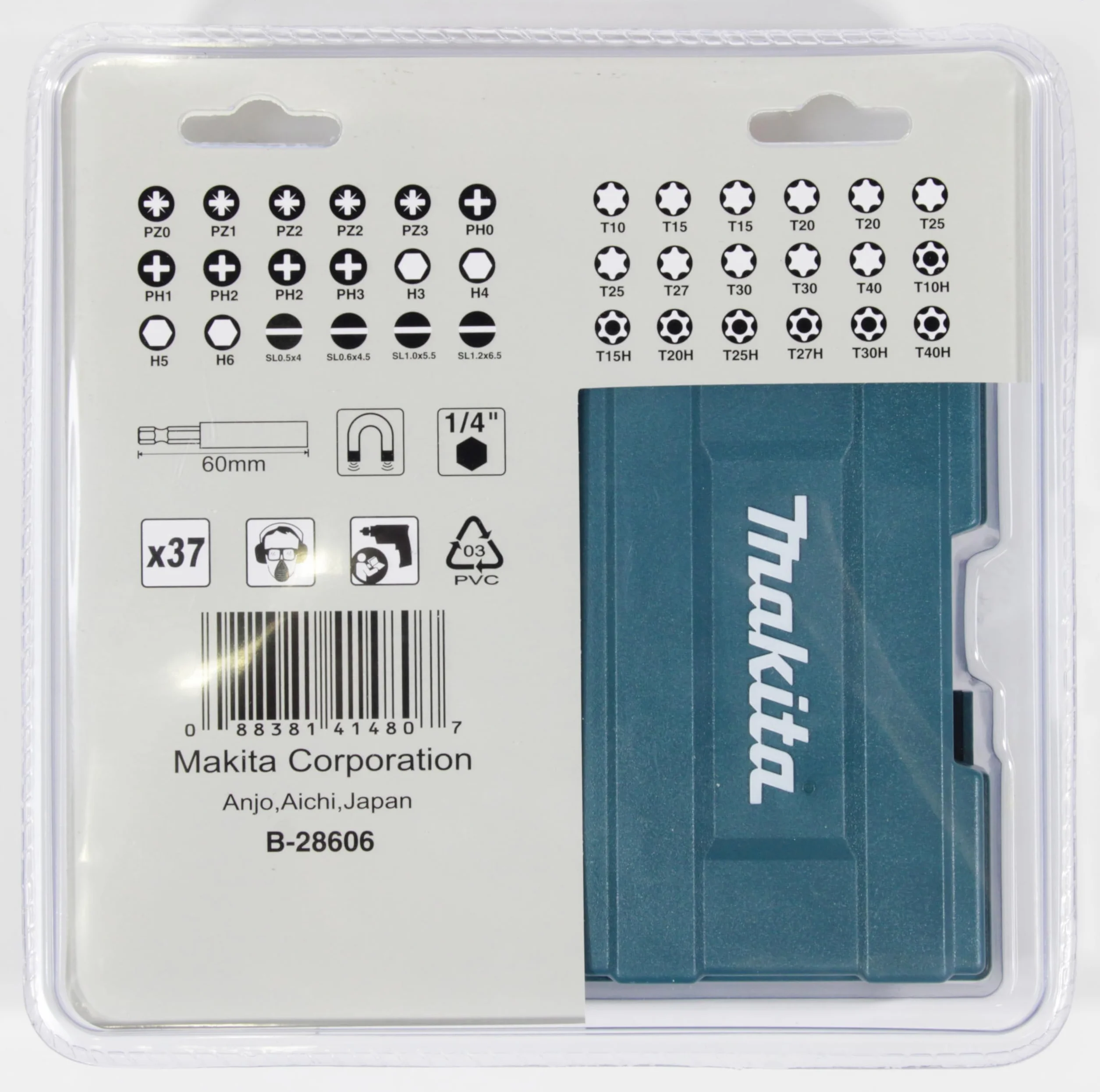 Makita B-28606 Zestaw Bitów 37 Elementów Niebieski