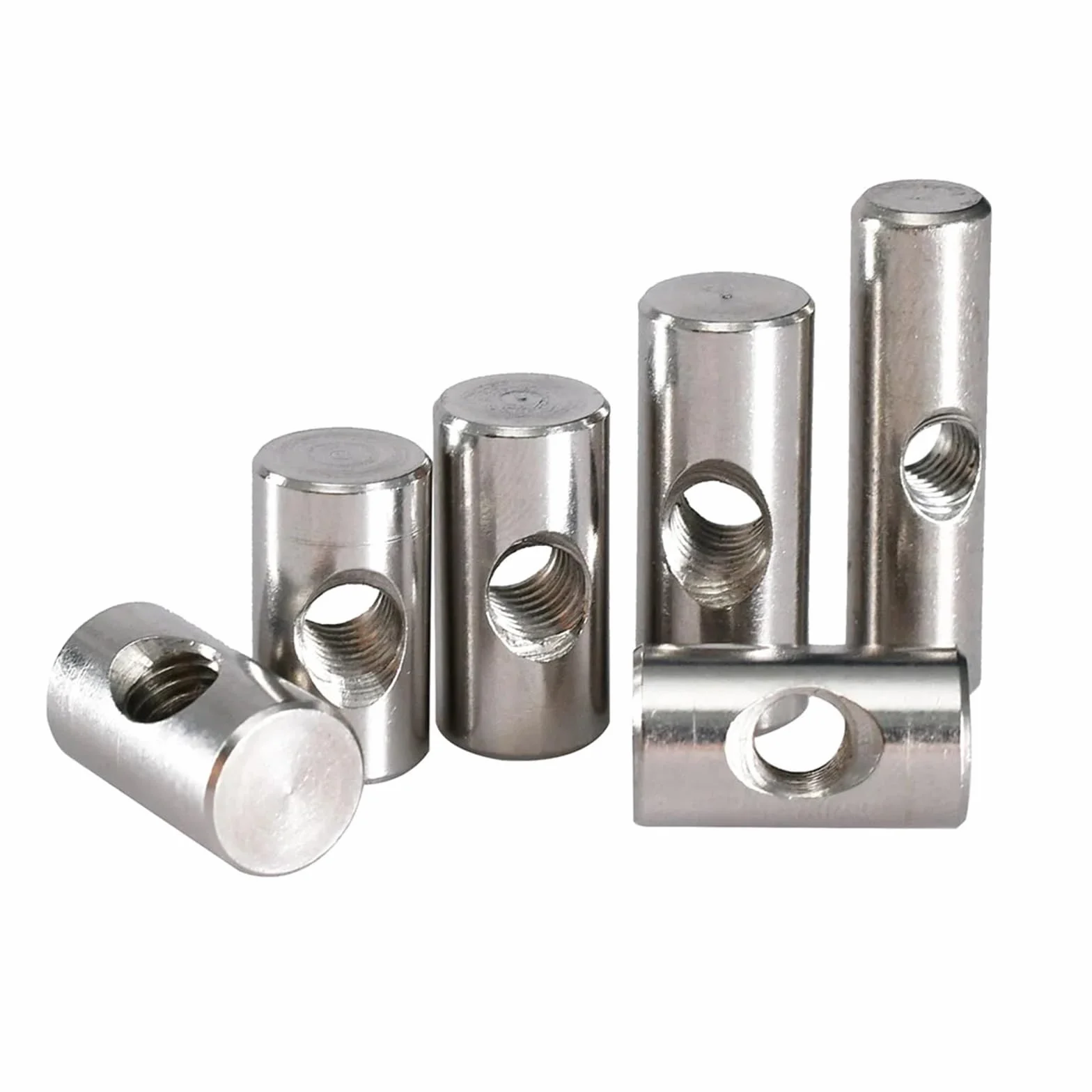 304 Stainless Steel M4 M5 M6 Barrel Bolts Cylindrical Pin Dowel Cross Hole Hammer Embedded Nut for Wood Furniture