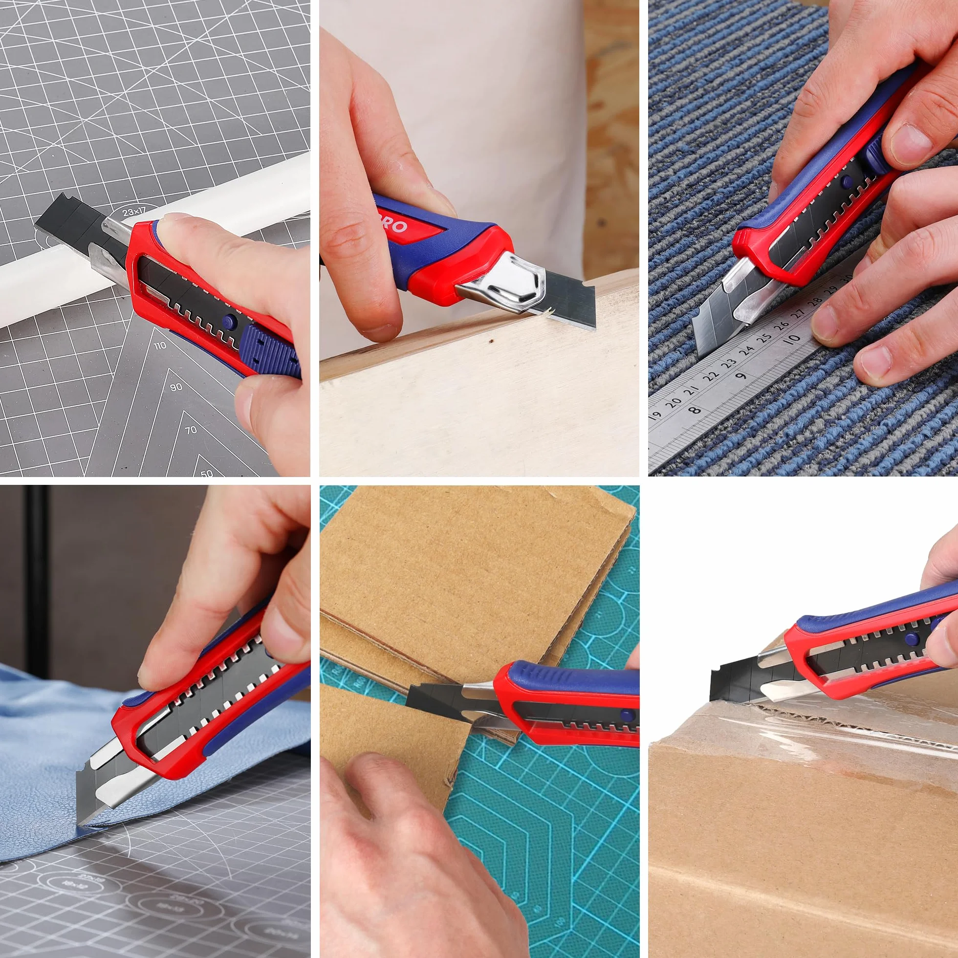 WORKPRO Nóż do cięcia z łamanym ostrzem 18 mm, 5 noży + 20 zapasowych ostrzy SK5, uniwersalny nóż introligatorski