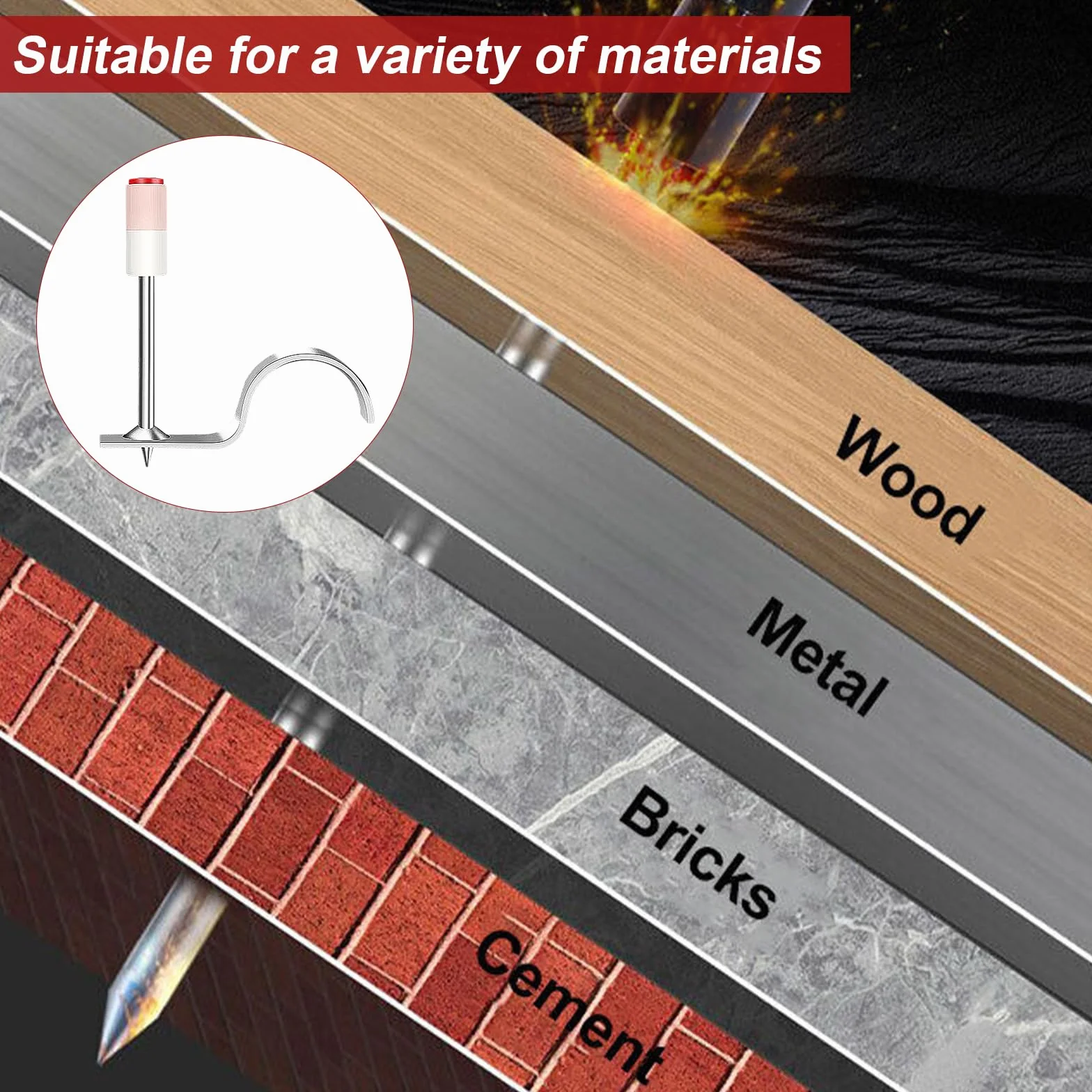 Gwoździe do pistoletu do paznokci 400 sztuk, średnica 7,3 mm, do ścian betonowych, stali i betonu