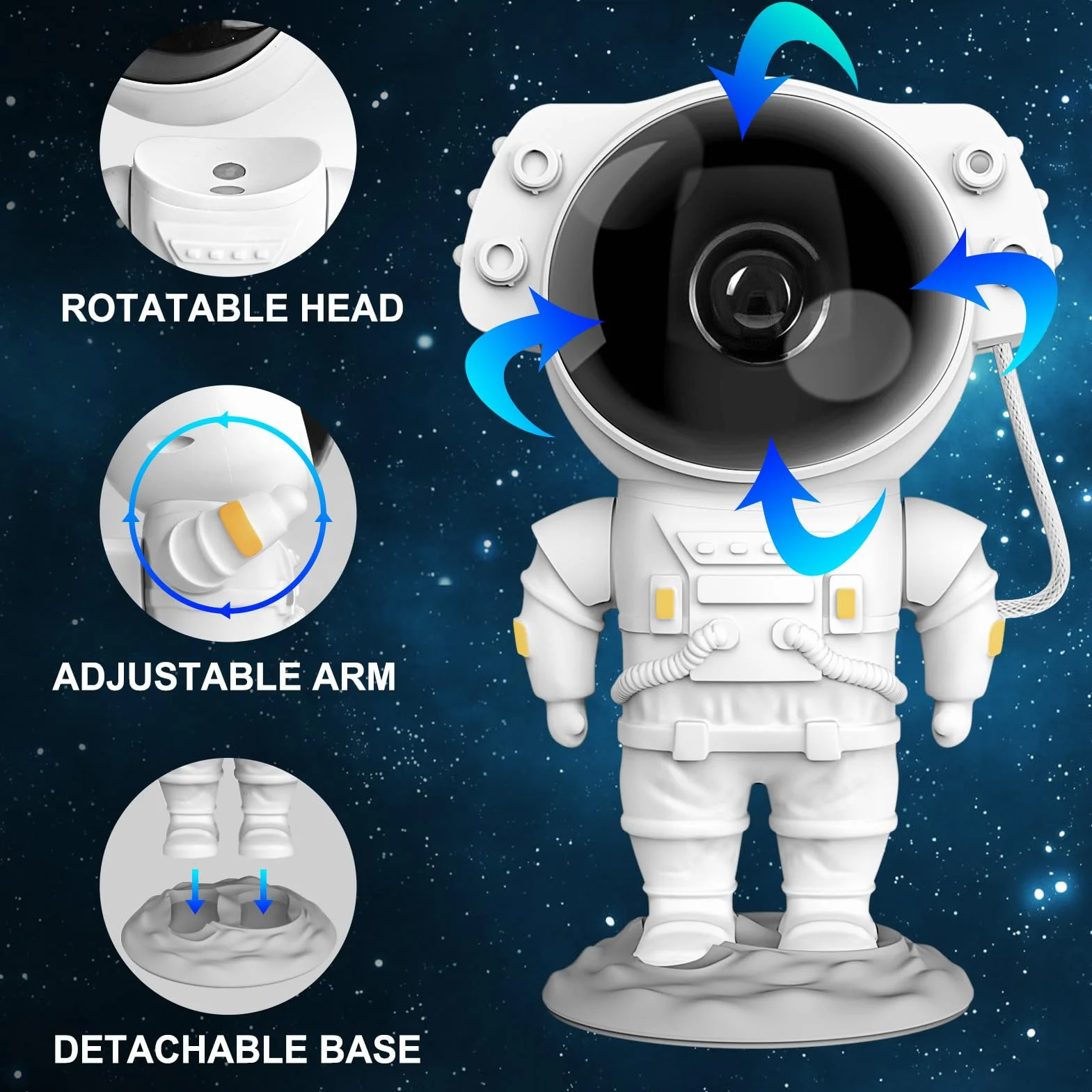 Nigecue Astronaut LED Projektor Gwiazd z Pilotem, Nocna Lampa Projektująca Gwiazdy z Timerem, LED Lampa Projektor do Sypialni, Kina Domowego, Imprez, Domu