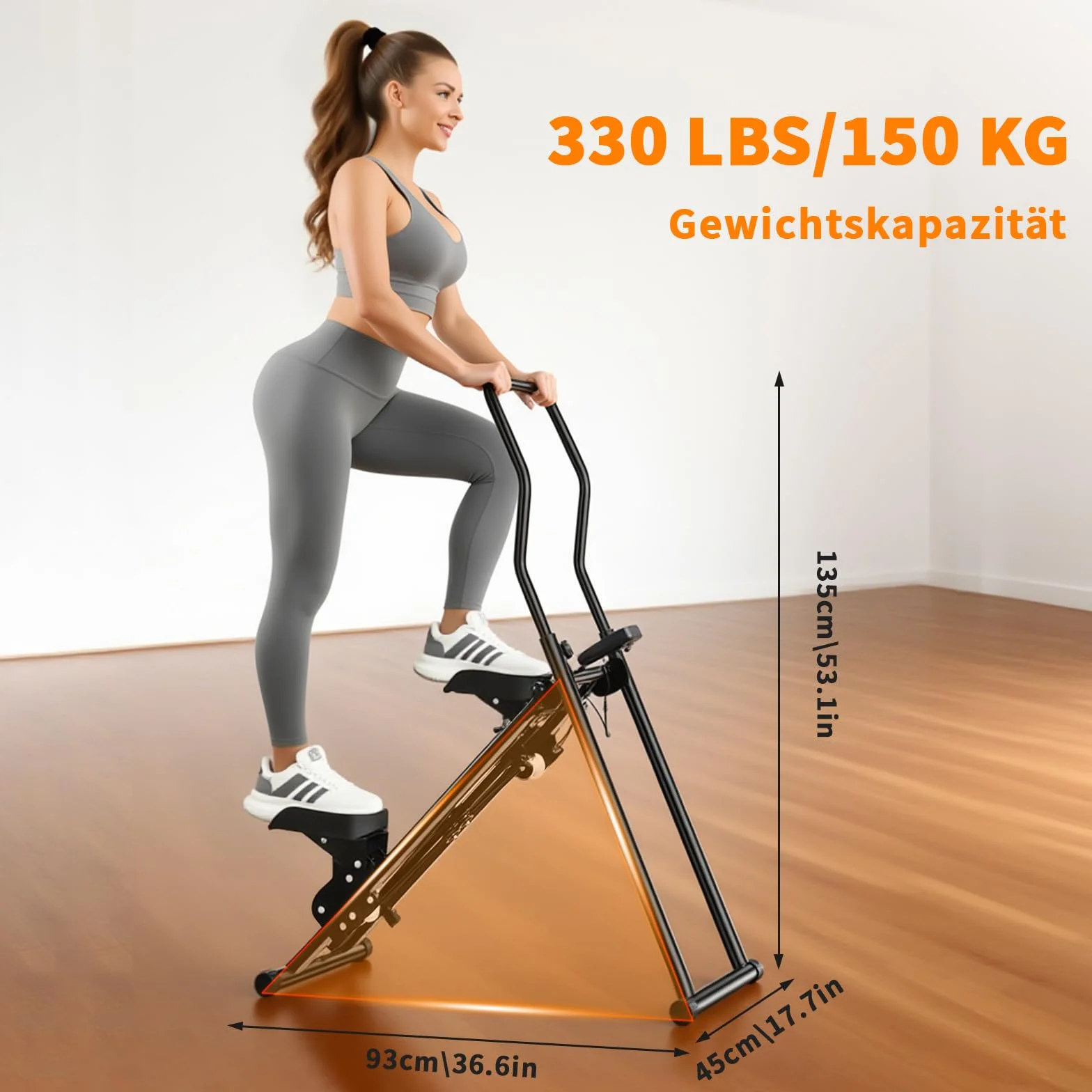 Stair Stepper do domu: Stairmaster do domu | urządzenie fitness do wspinaczki schodów | kompaktowy składany stepper cardio Fitness – regulowane kierownice/pedały i wyświetlacz LCD (A)