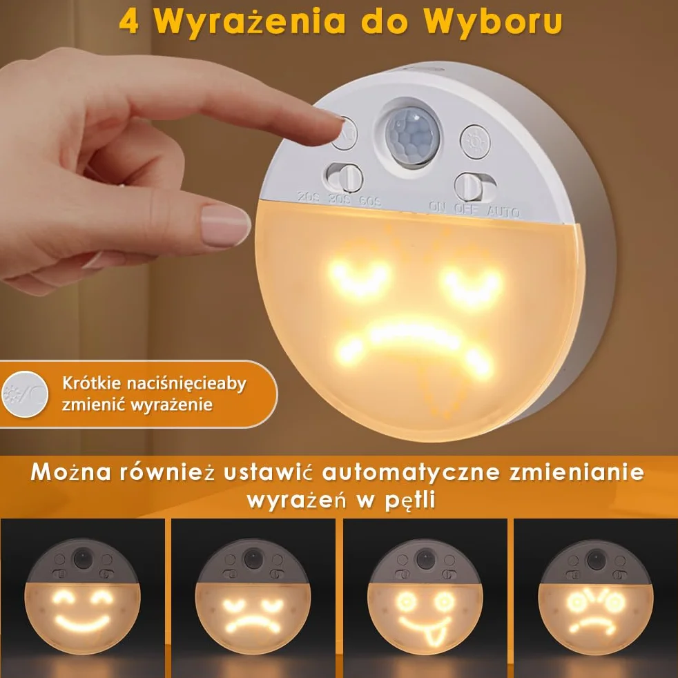 Lampka Nocna z Czujnikiem Ruchu OUSFOT 63 Diody LED Ładowalna 2 Sztuki