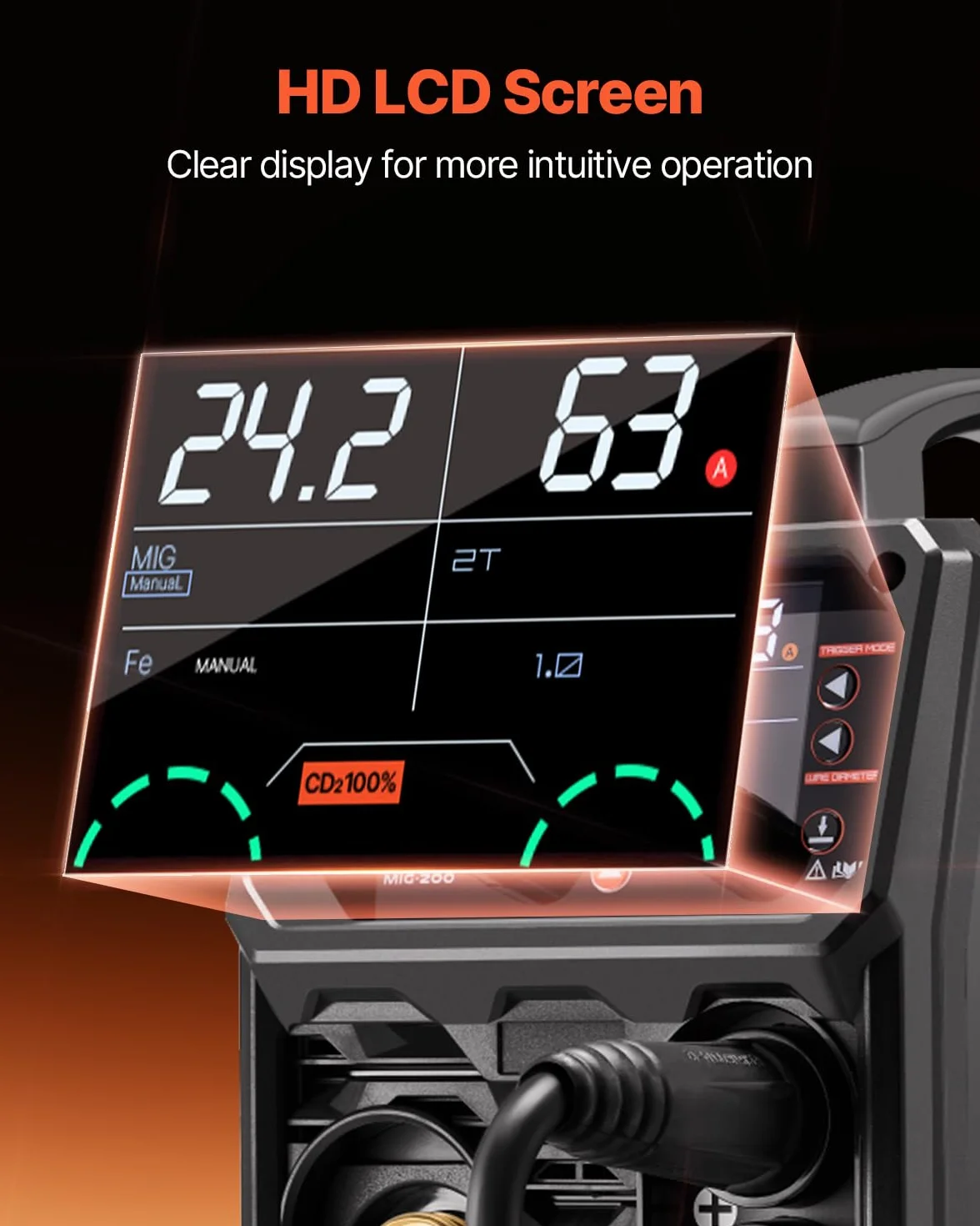 VEVOR Spawarka MIG 200 A Synergiczna 4 w 1 MMA Lift TIG Inwerter IGBT Wyświetlacz LCD