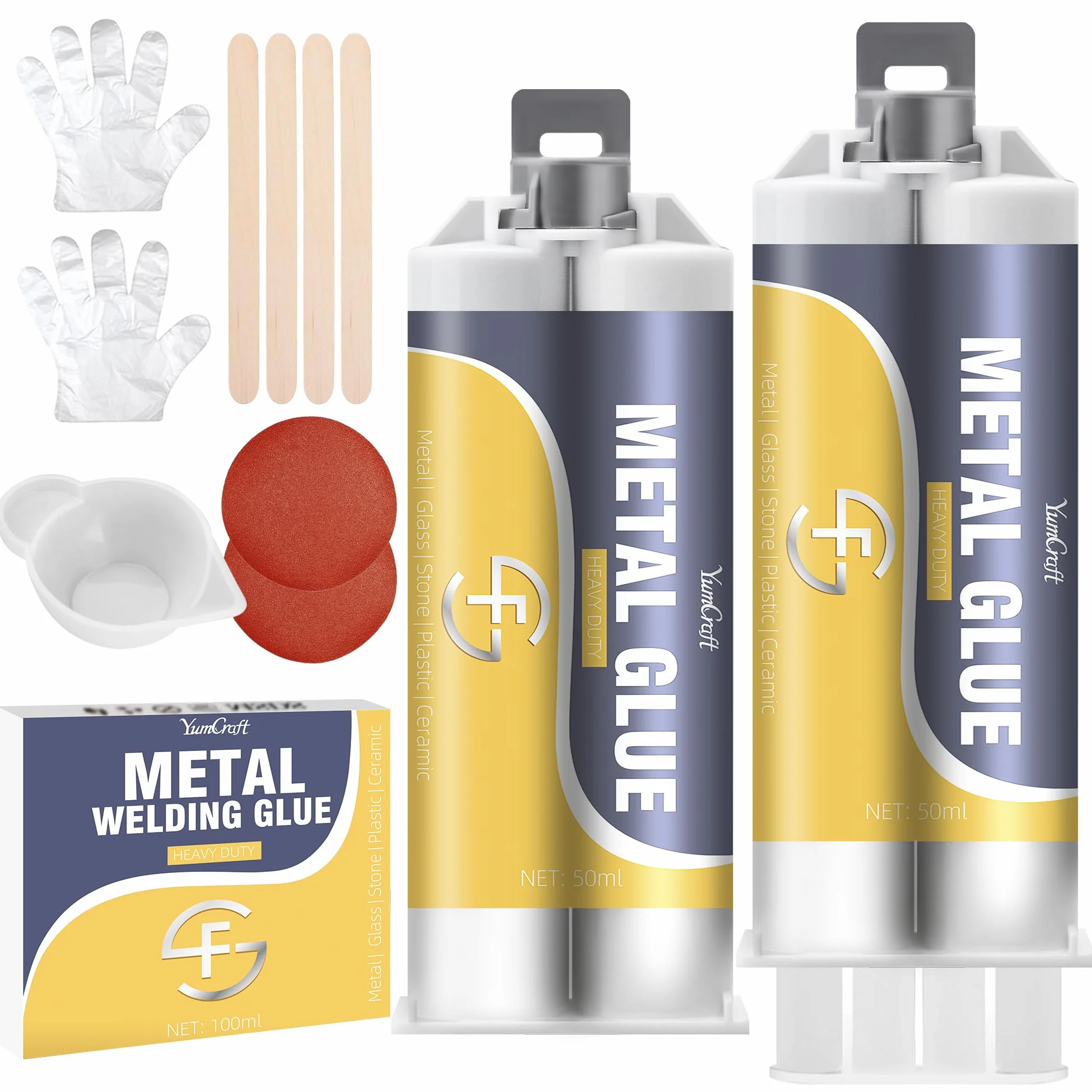 Klej epoksydowy 2-składowy 50 ml x 2 komponenty do napraw metalu stali nierdzewnej tworzywa sztucznego drewna ceramiki wodoodporny