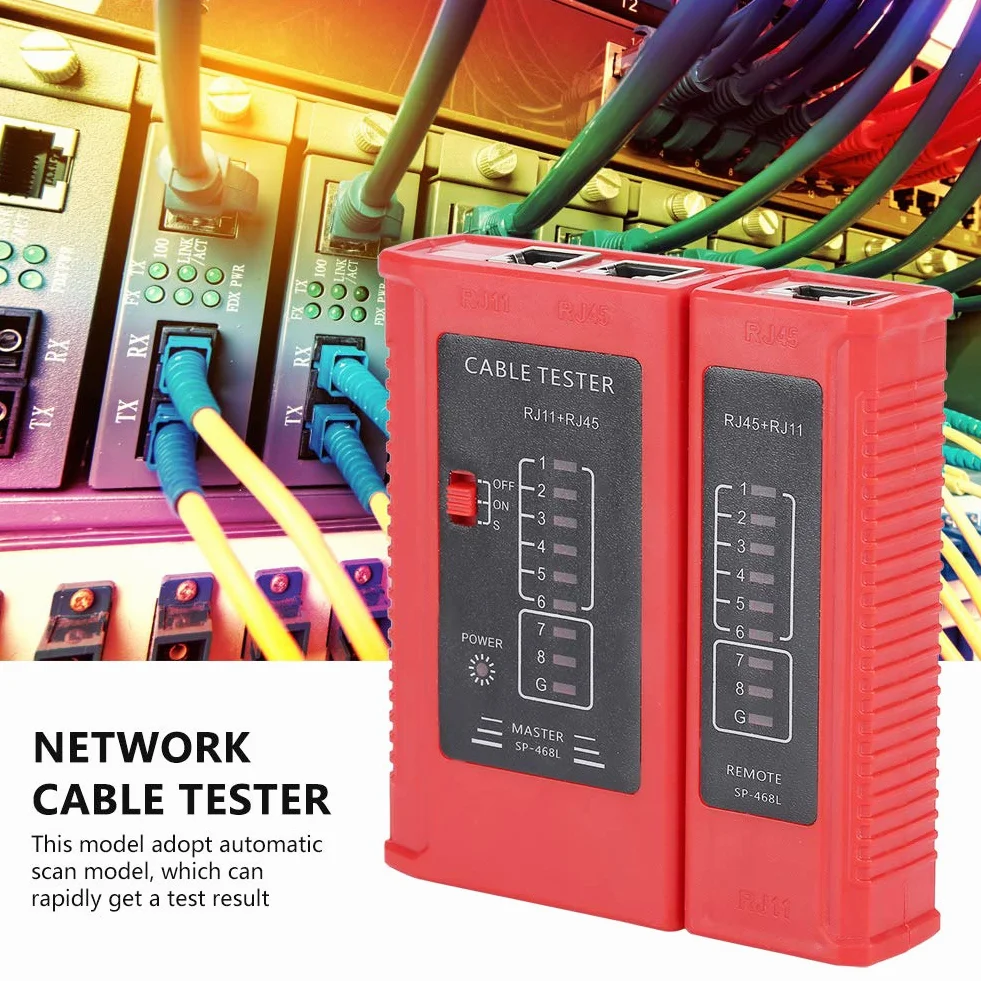 Tester kabli sieciowych Akozon WZ-468 RJ45 RJ11 Ethernet Narzędzie do testowania sieci LAN