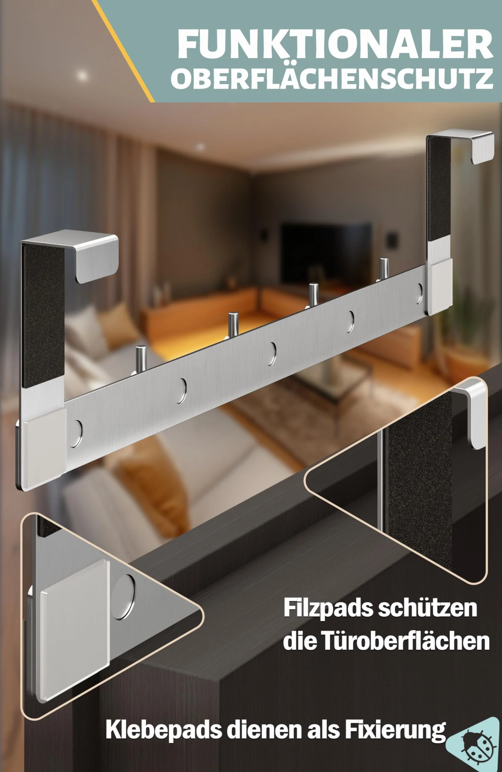 Menz Wieszak na drzwi ze stali nierdzewnej z haczykami - stabilny, funkcjonalny