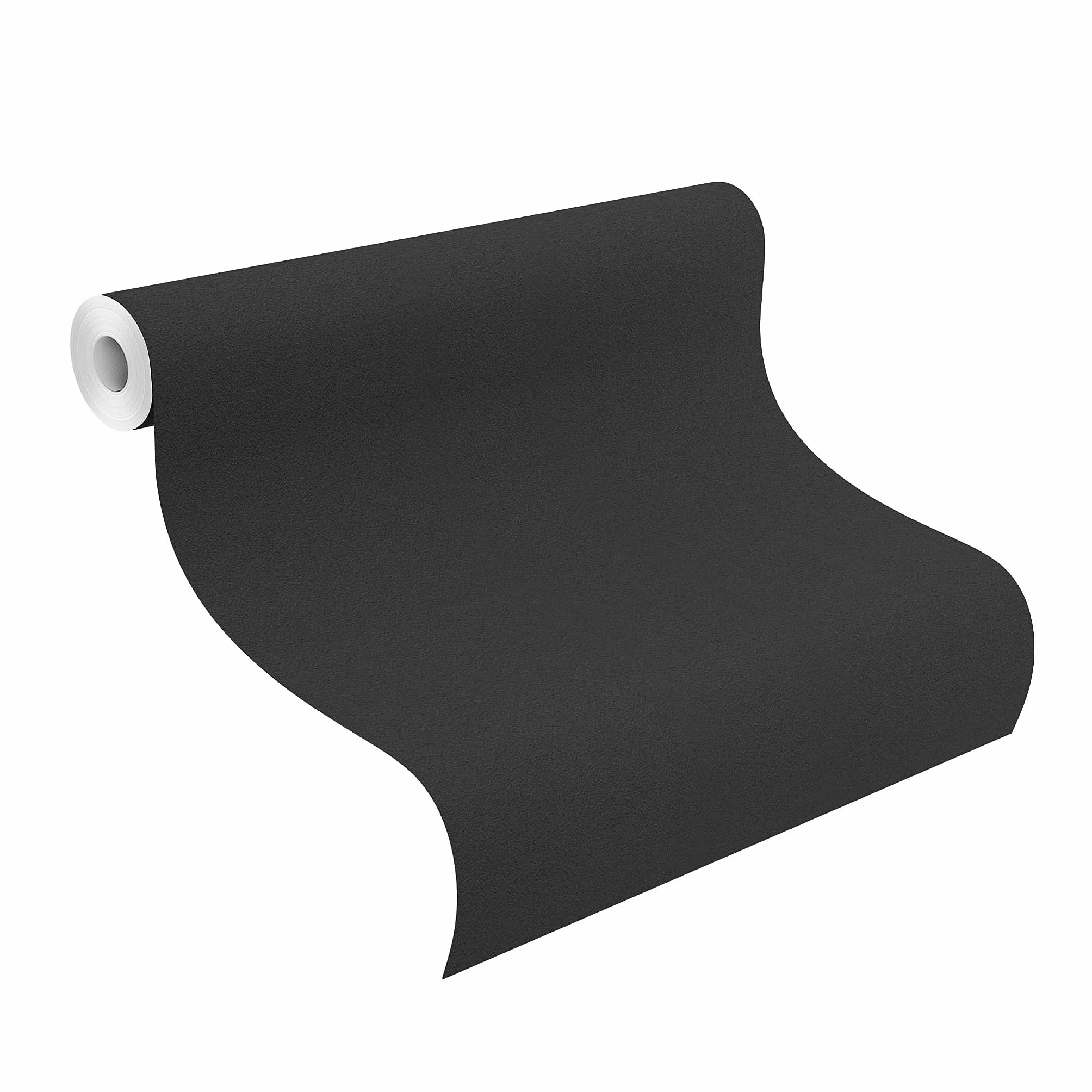 Rasch Tapety 610376 - tapeta na flizelinie Uni o gładkiej strukturze w kolorze czarnym - 10,05 m x 0,53 m (dł. x szer.)