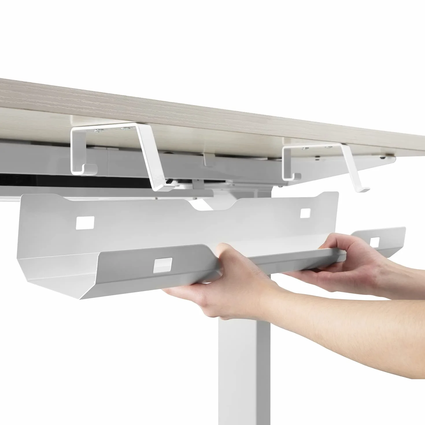 Organizer na Kable pod Biurko 60 cm Biały Uchwyt na Przewody