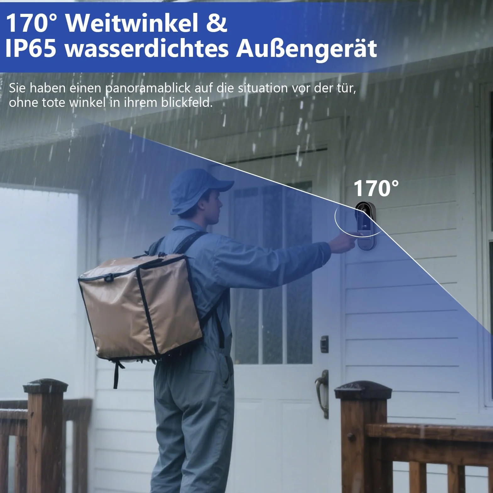 VINGVO Dzwonek do drzwi z kamerą, 1080p, IP65, ekran IPS 4,3", widoczność w nocy na podczerwień