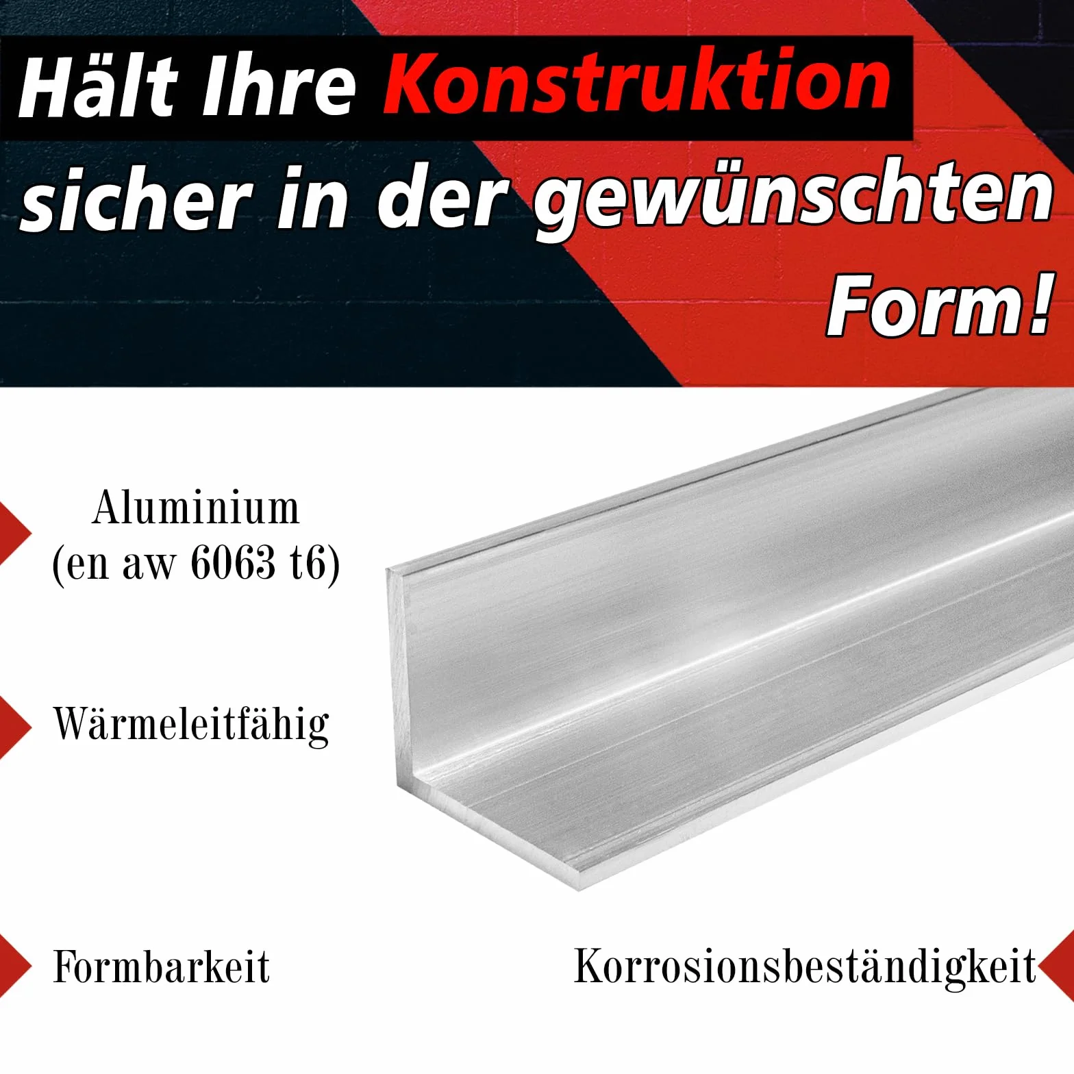 PRIOstahl Aluminiowy profil kątowy L 20x20x3 mm Długość 1000 mm EN AW-6063 t6 ochrona krawędzi