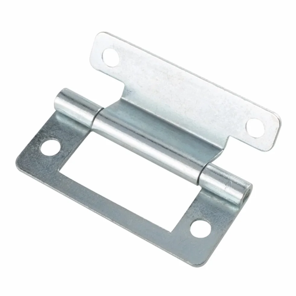 Stalowe zawiasy podtynkowe 50 x 23 mm, ocynkowane, do szafek i drzwi żaluzjowych 15-19 mm, do przyczep kempingowych, domków mobilnych, szafek użytkowych, opakowanie 2/5/10