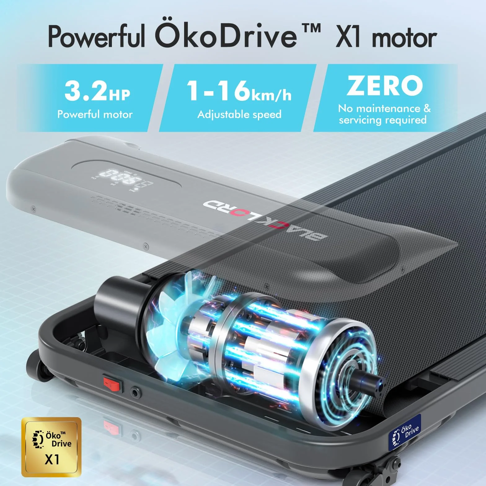 BLACK LORD Składana bieżnia do chodzenia 2 w 1, elektryczna bieżnia do domowego biura do biegania i biegania, nachylenie, urządzenie fitness 3,2 HP, przenośna pod biurko, pojemność 140 kg
