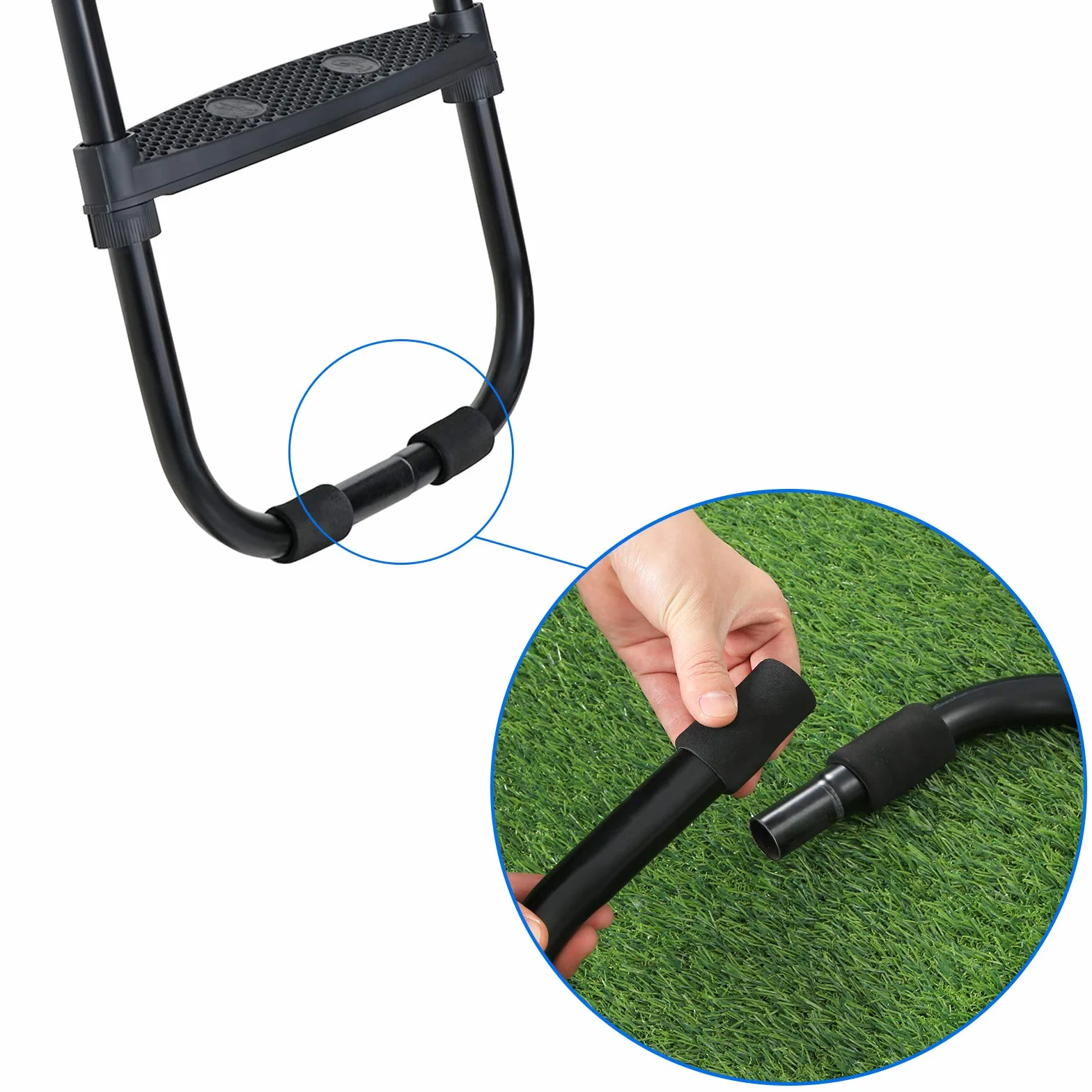 SONGMICS Drabinka do trampoliny antypoślizgowa 90 cm metalowy stelaż czarna SLD90BK