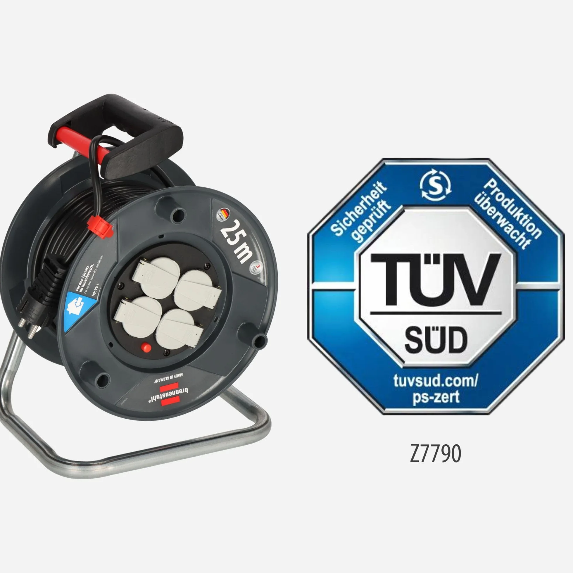 Brennenstuhl Garant V2 bęben kablowy (kabel 25 m, czarny, Made in Germany)