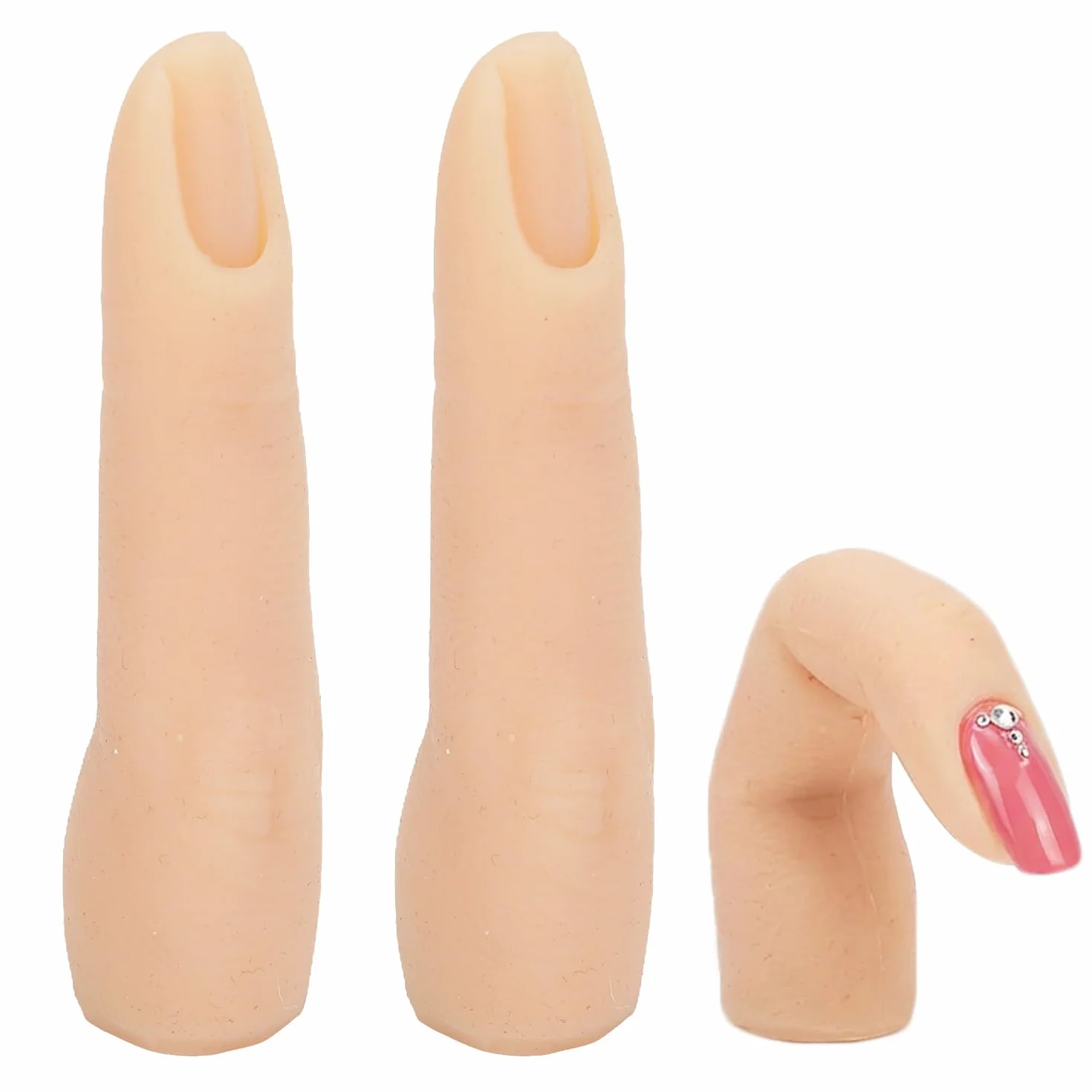 Silikonowe palce do ćwiczeń dłoni, trening paznokci, zginany elastyczny silikonowy model do ćwiczeń palców, silikonowy palec, do paznokci akrylowych, manicure, sztuka, tryb palców, 2 szt., kolor skóry