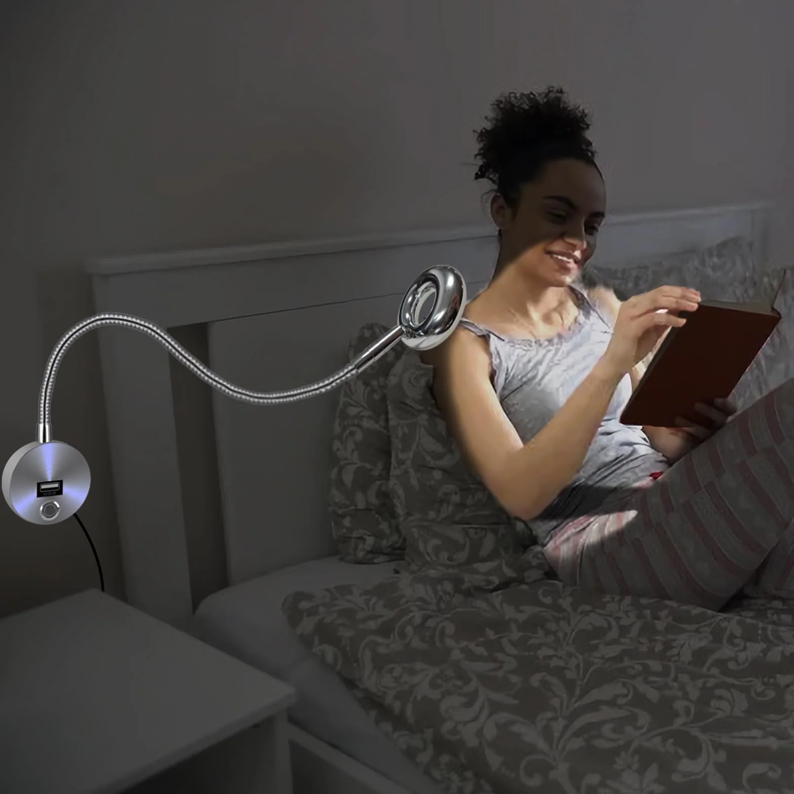 VOMI Lampka do czytania LED ścienna dotykowa ściemniana 360° 5W USB