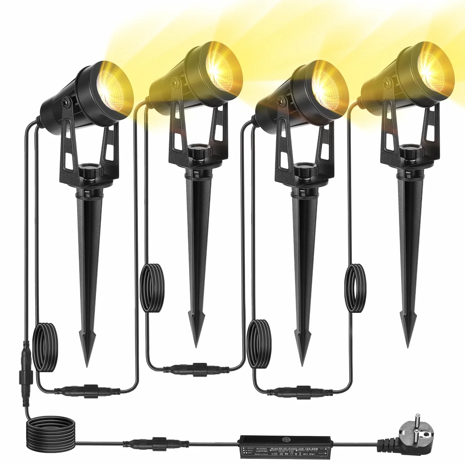 Zewnętrzna lampa punktowa LED 4 w 1 14 m ciepła biel 3000 K 12 V IP65