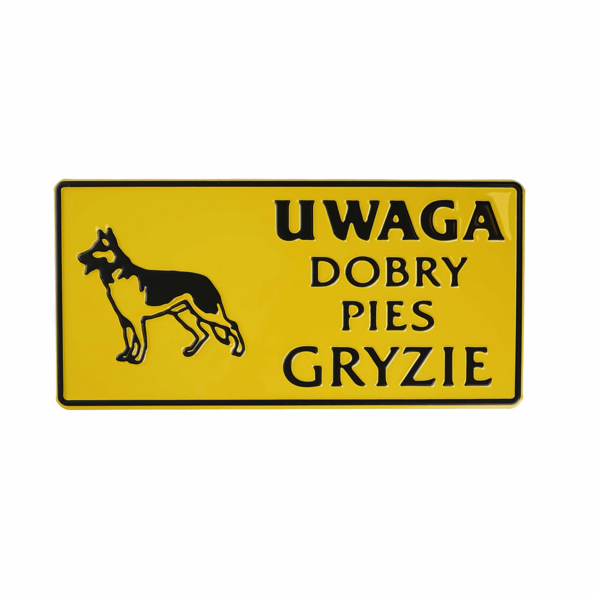 Tabliczka Aluminiowa UWAGA DOBRY PIES GRYZIE 14x29 cm Odporna Na Warunki Atmosferyczne
