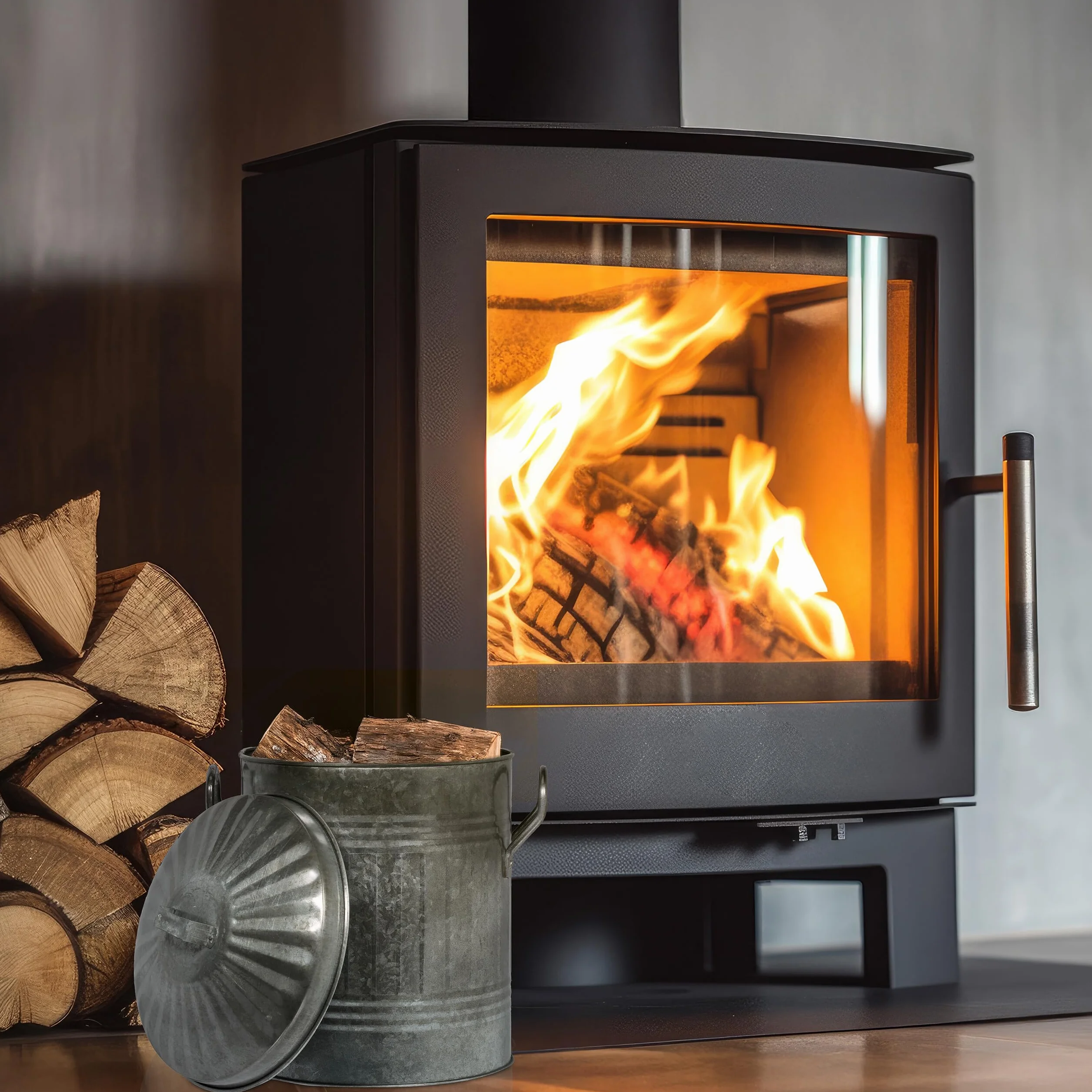 Relaxdays Kosz na popiół 10 litrów ocynkowane żelazo z pokrywką uchwytami