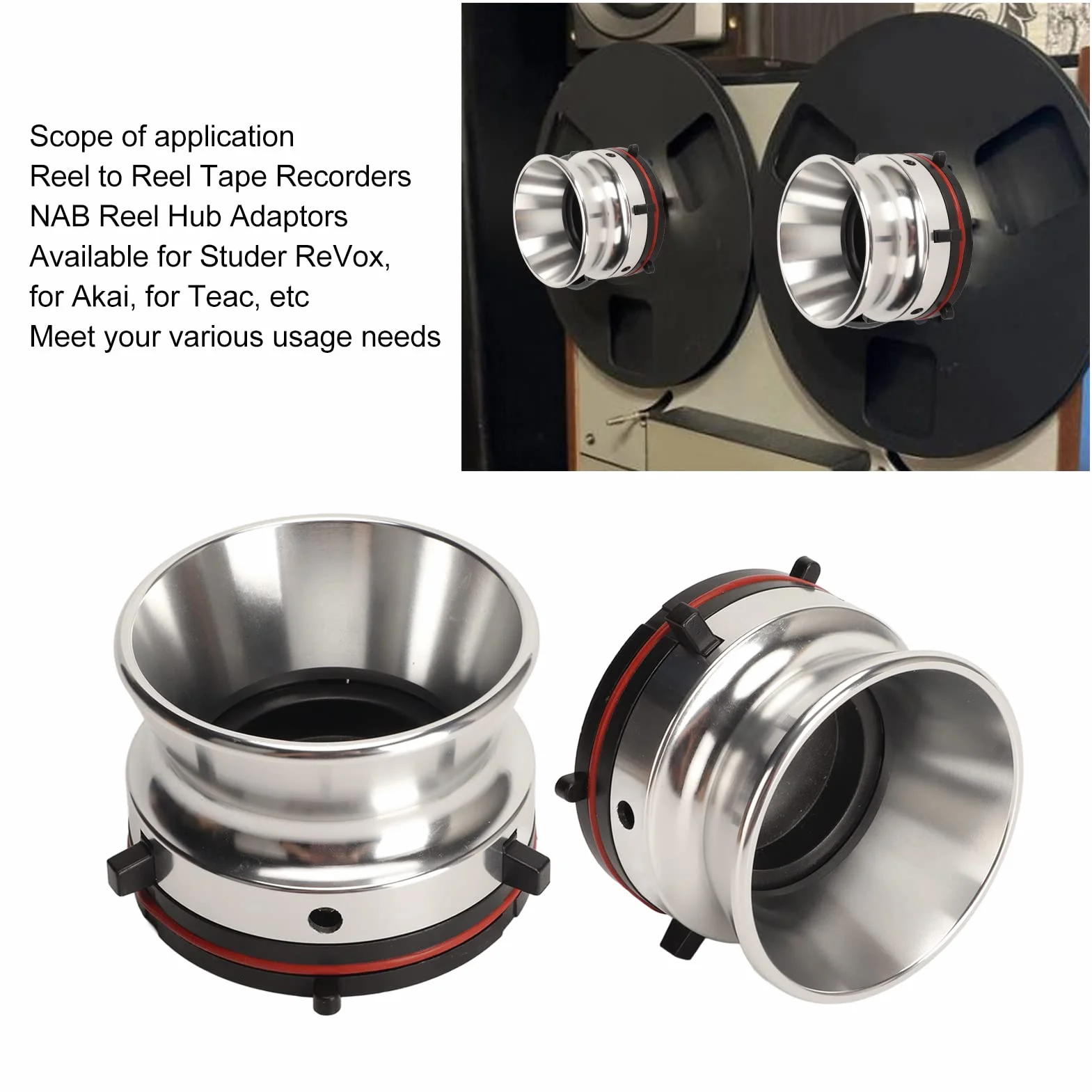 Adaptery Piasty NAB 10-calowe Aluminiowe do Magnetofonu Szpulowego Studer Akai Srebrne
