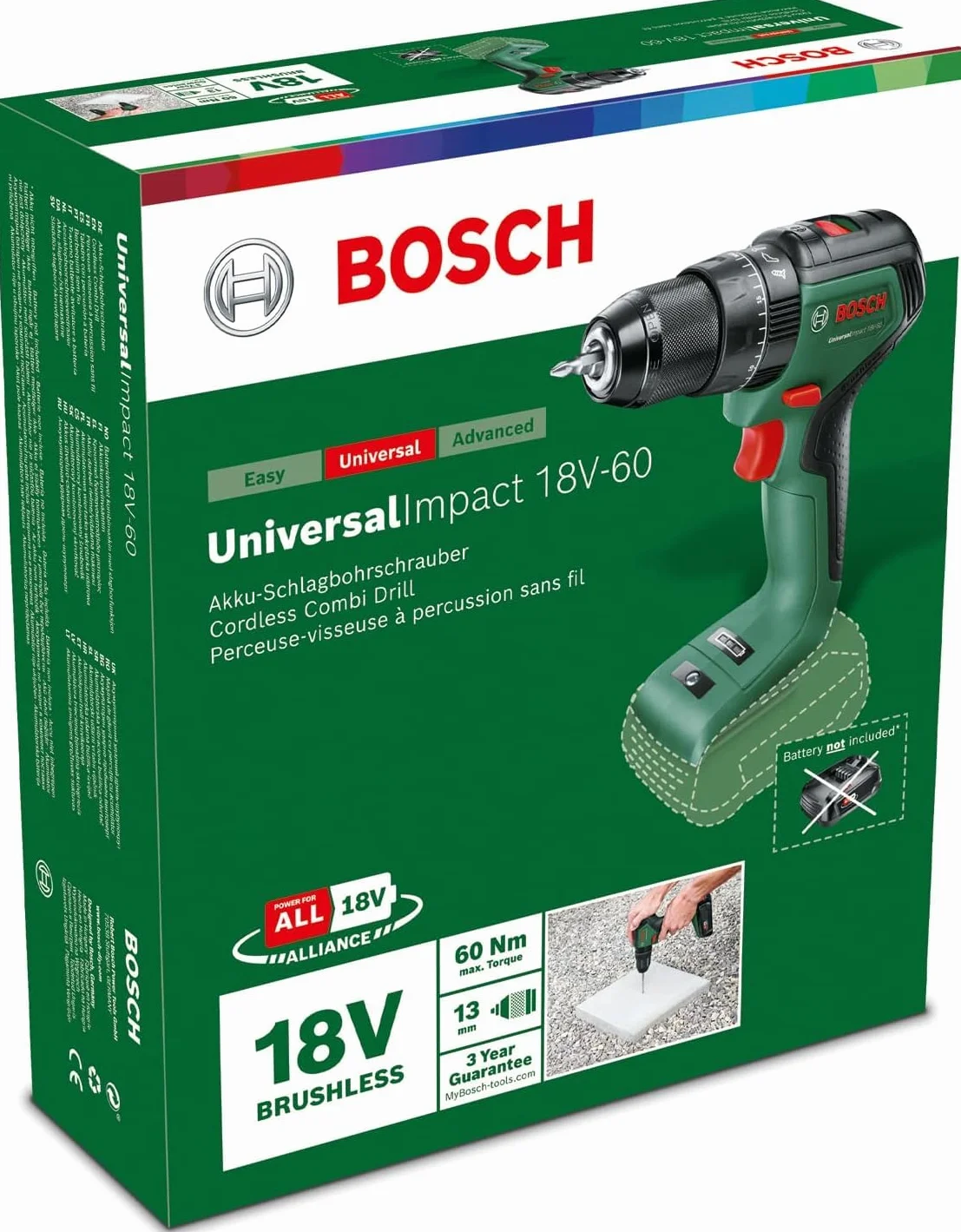 Bosch Universalimpact 18V-60 Wiertarka, 5,6 x 16,5 x 23,2 cm, 1 kg